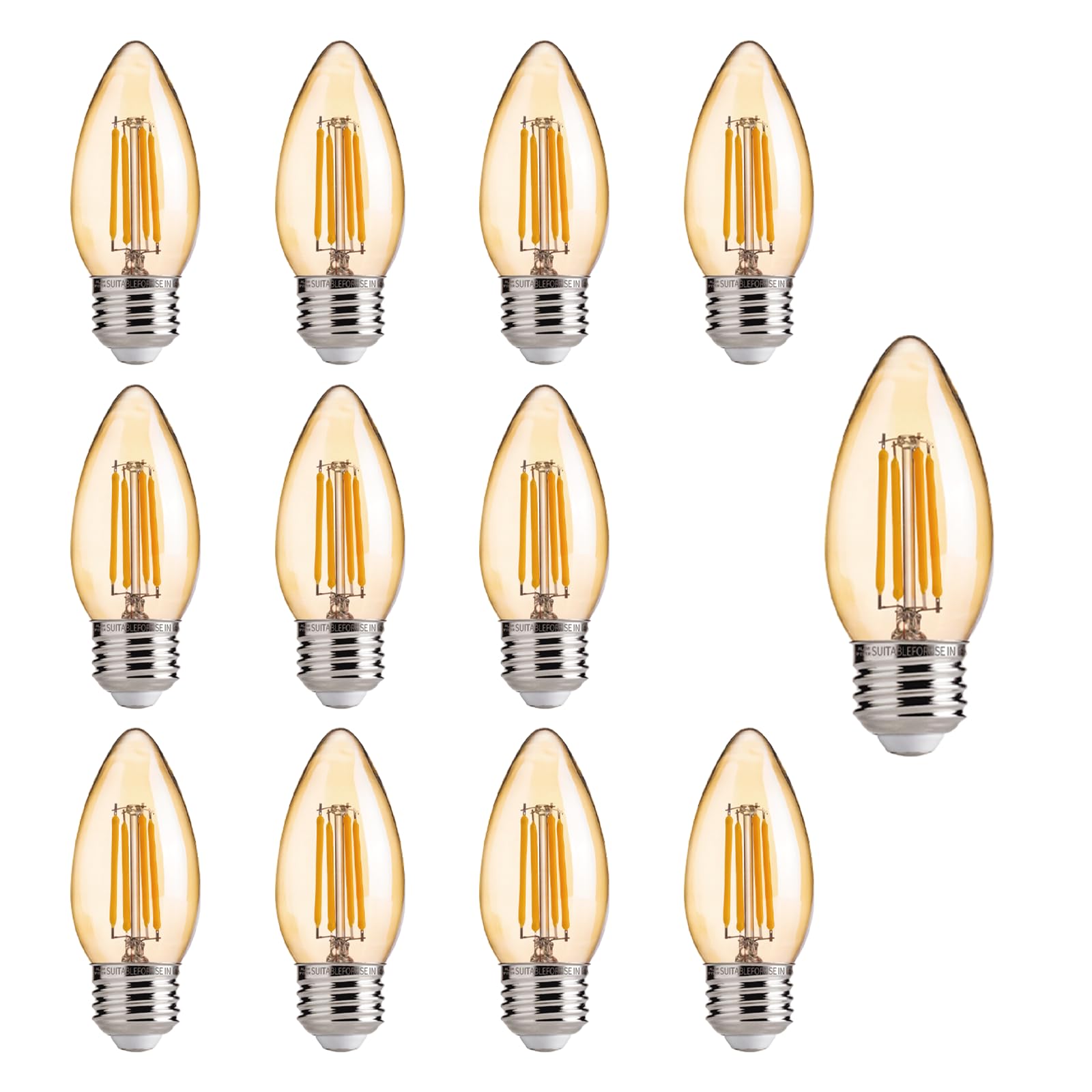 Alampever E26 Led Bulb 40 Watt, Chandelier Light Bulbs, 2200K Warm White Candelabra Led Bulbs, 12 Pack Candle Light Bulbs