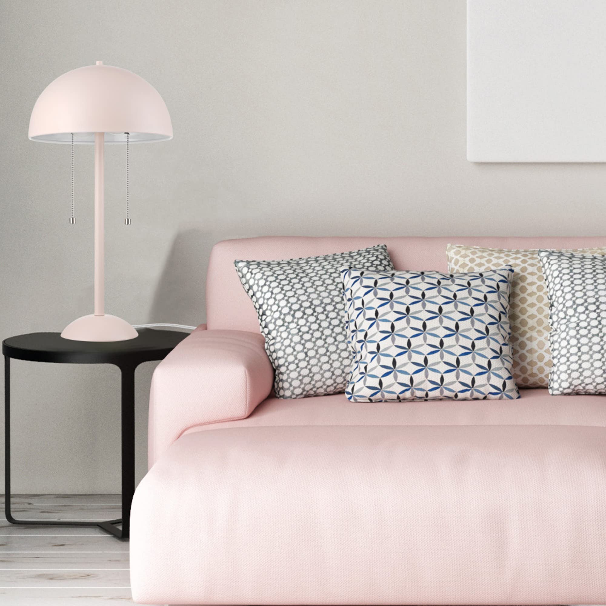 Globe Electric 65531 Luna 21'' 2-Light Table Lamp, Matte Blush Pink, Double Plated Nickel On/Off Pull Chains