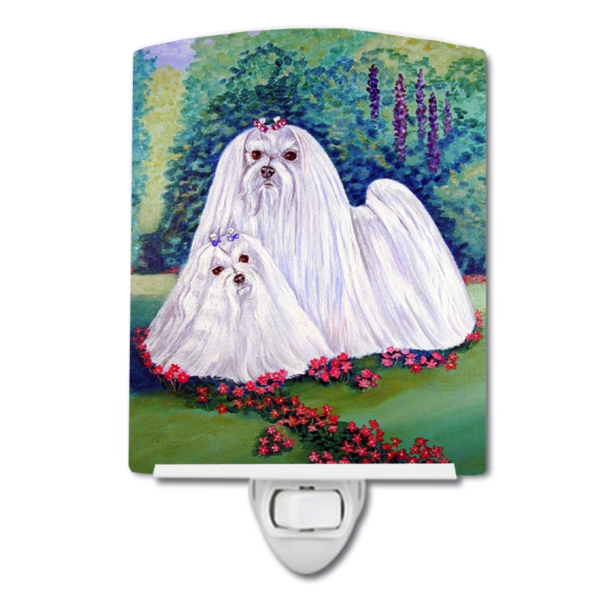  inchCarolines Treasures Maltese Momma and Puppy Ceramic Night Light, 6x4, Multicolor inch