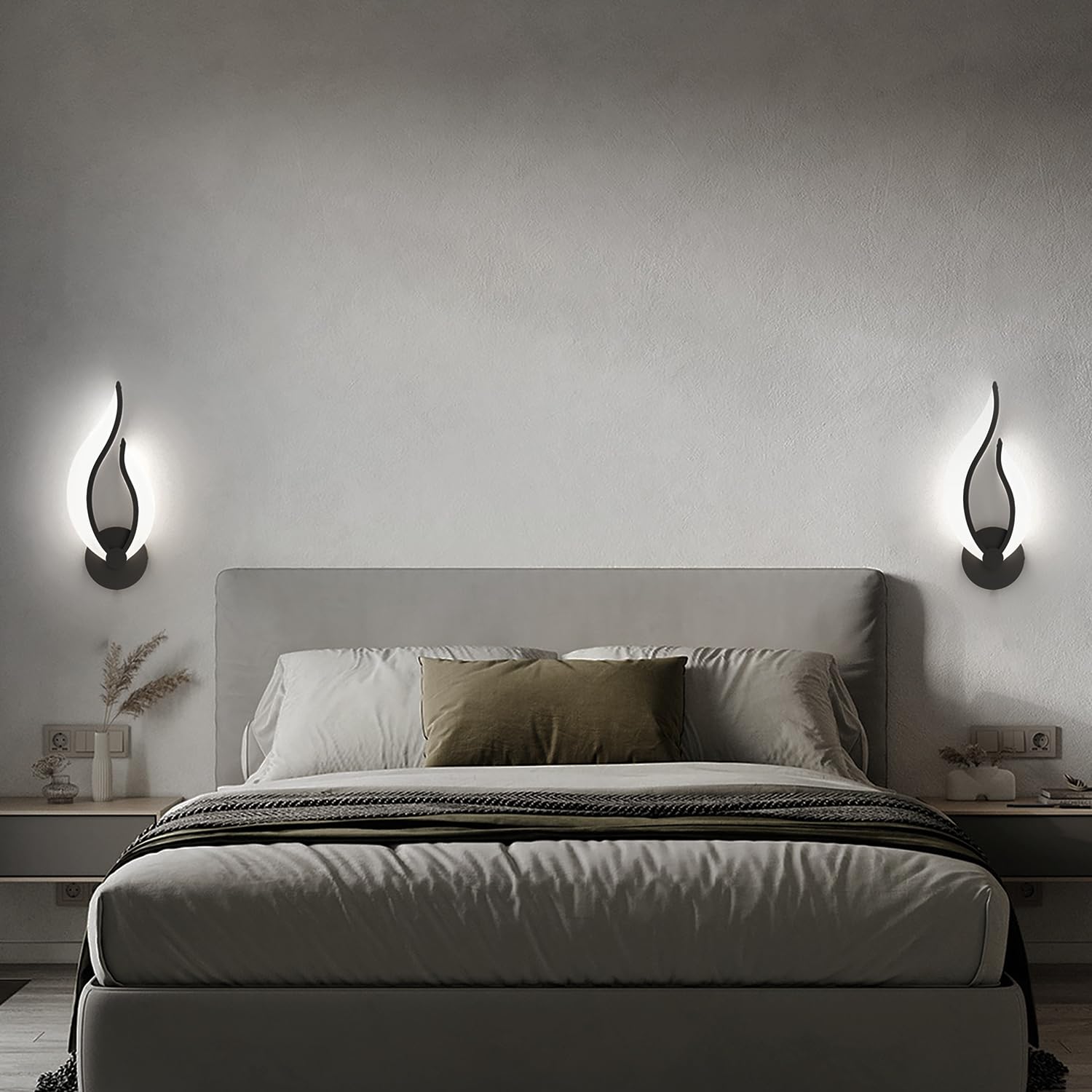 Pasoar Hard-Wired Wall Sconce Set of 2, 10W LED, Dimmable, Acrylic, Cool White Light, 5500K, Model 001
