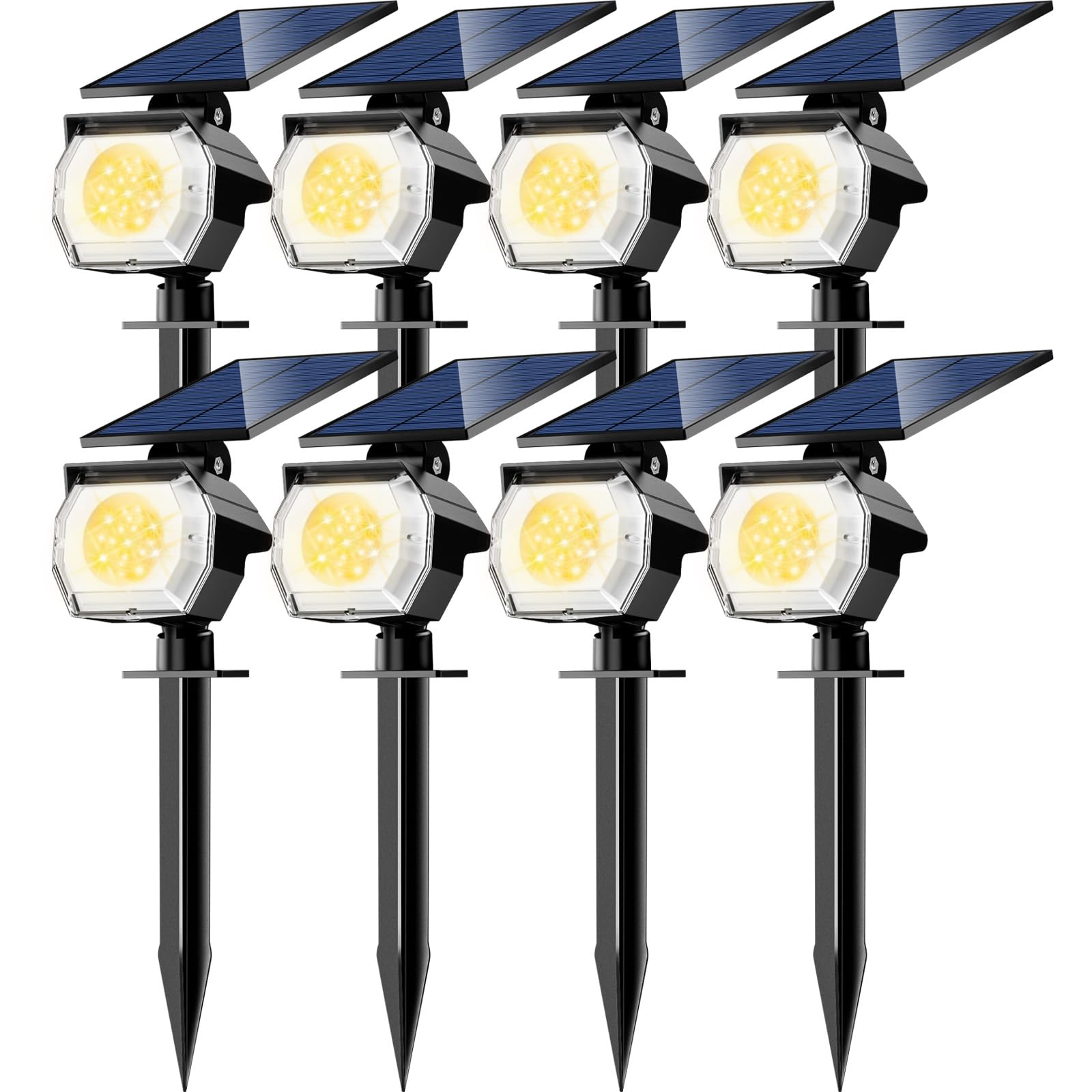 btfarm 8 Pack Solar Lights Outdoor Waterproof IP65, 52 LED Spot Lights, 3 Modes Spotlights, Uplights Landscape Lighting Outside 