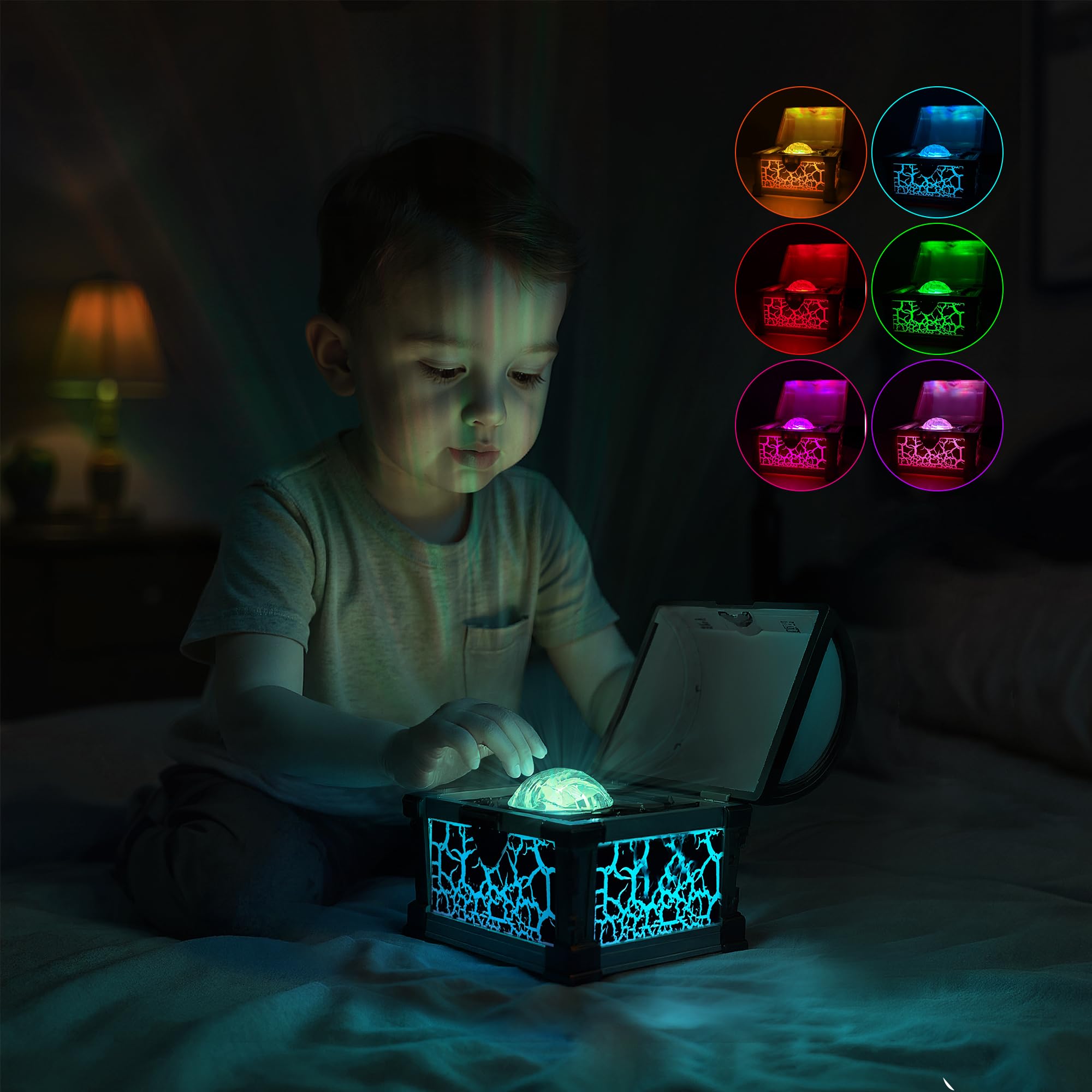 L LOHAS LED Treasure Projector Night Light, Galaxy & Northern Lights Effect with 8 Colors, Cool Pirate Nightlight with Timer & R