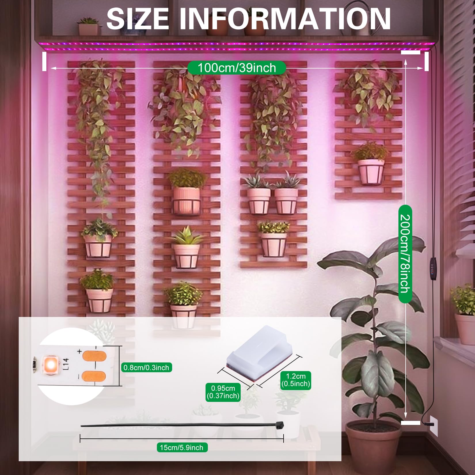 Grow Lights For Indoor Plants,120 Leds Waterproof Led Grow Lights Full Spectrum,Usb Plug-In Dimmable Auto On/Off With 3 Timers Plant Light, For Indoor Plants Seeding Veg Flower Growing Lamp(6.56Ft)