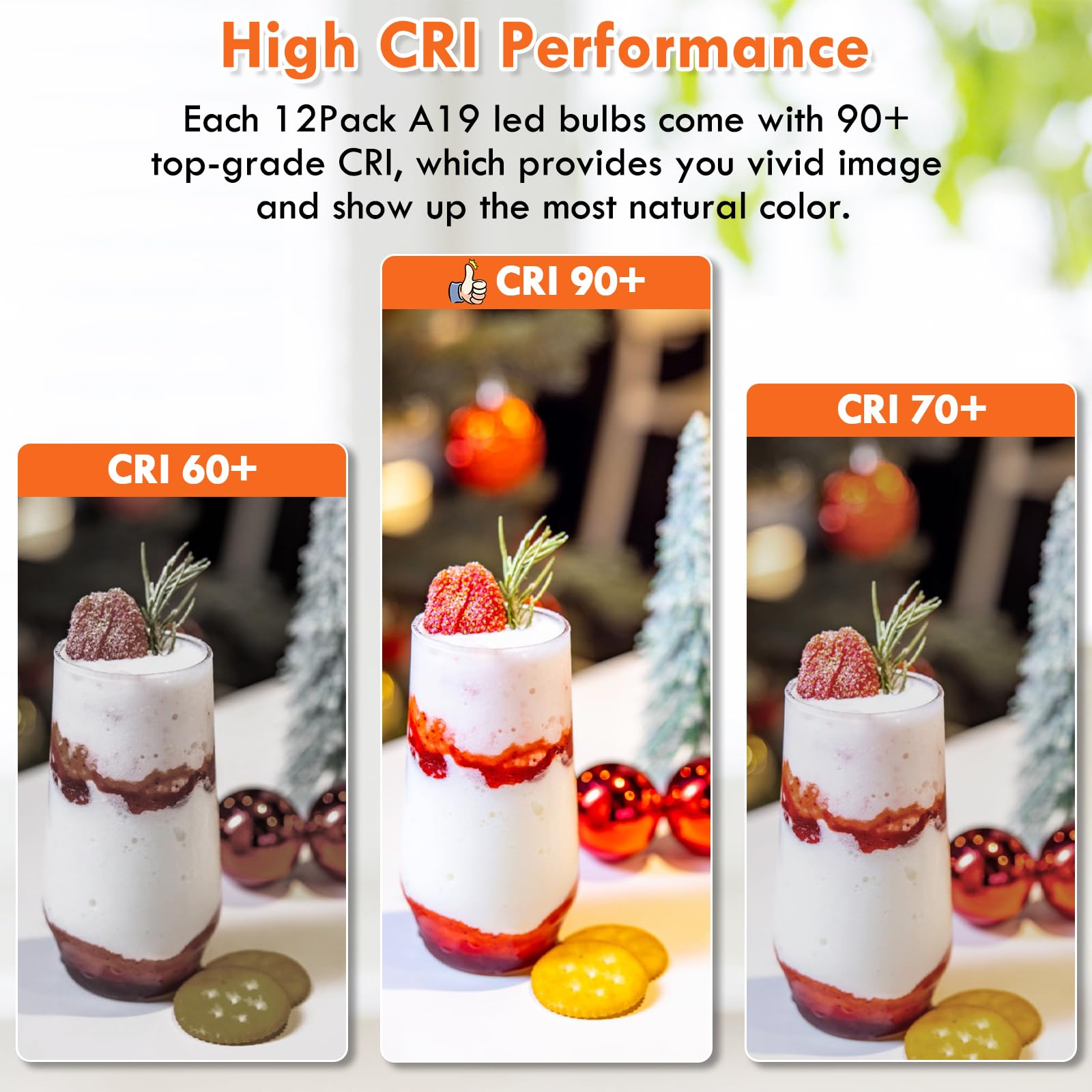 Kondras 12-Pack A19 Led Light Bulb 100 Watt Equivalent, 14W 1600Lm Non-Dimmable Bright Light Bulbs, 2700K Warm White Standard E26 Base Led Bulbs For Kitchen Bathroom Home Lighting Lamp, 90+ High Cri