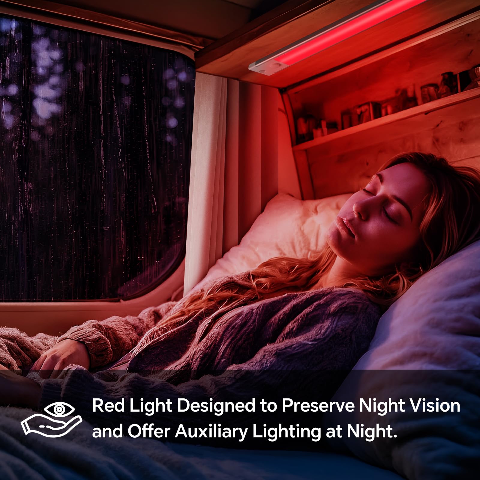 acegoo RV LED Light Bar 12V - 12 Inch Warm White Aluminum Strip with Dimmer & Red Night Light for Kitchen & Under Cabinet