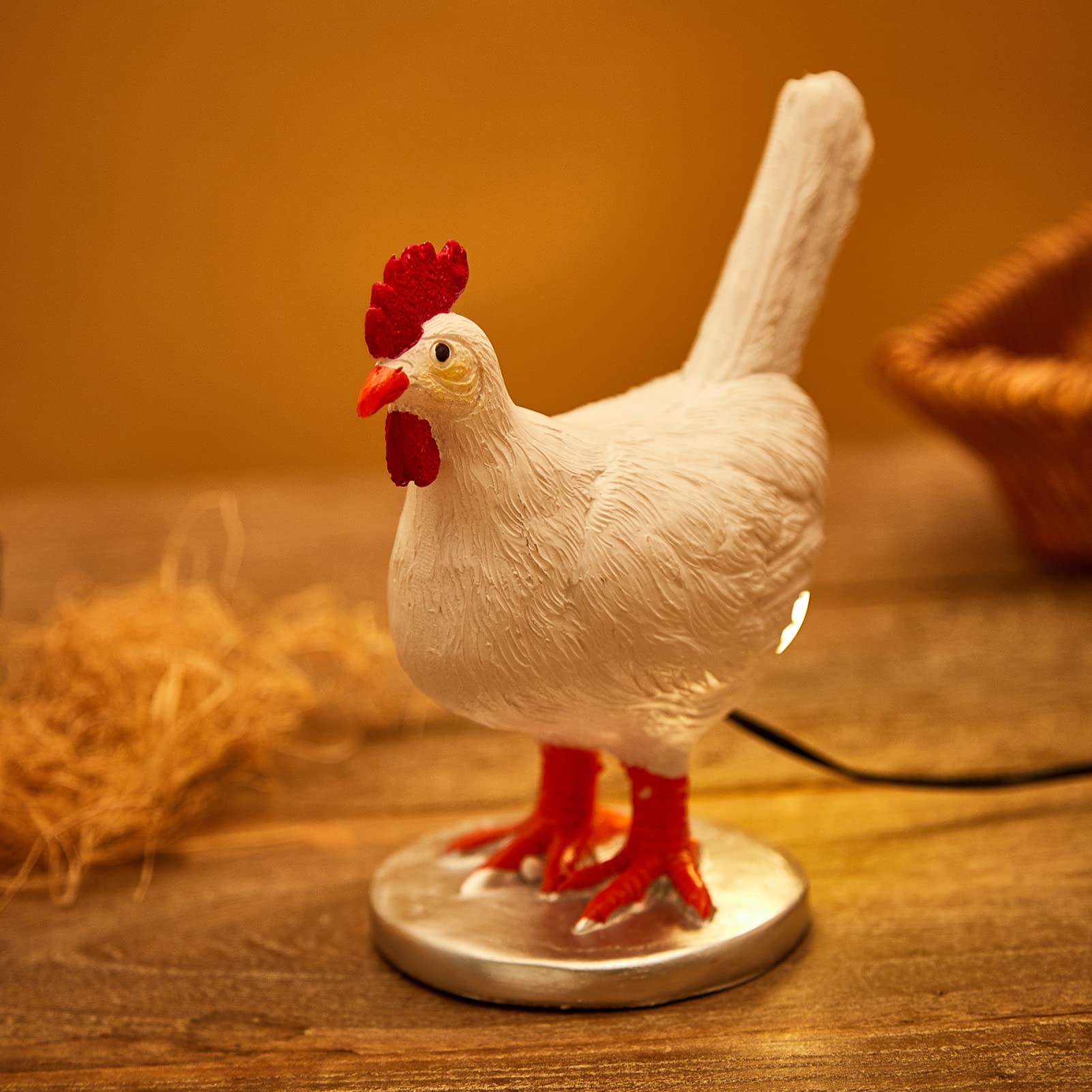 Oriamde Chicken Egg Lamp Funny Lifelike Resin Night Light - The Chicken Lays A Glowing Egg Gift Home Decoration (Bronze)