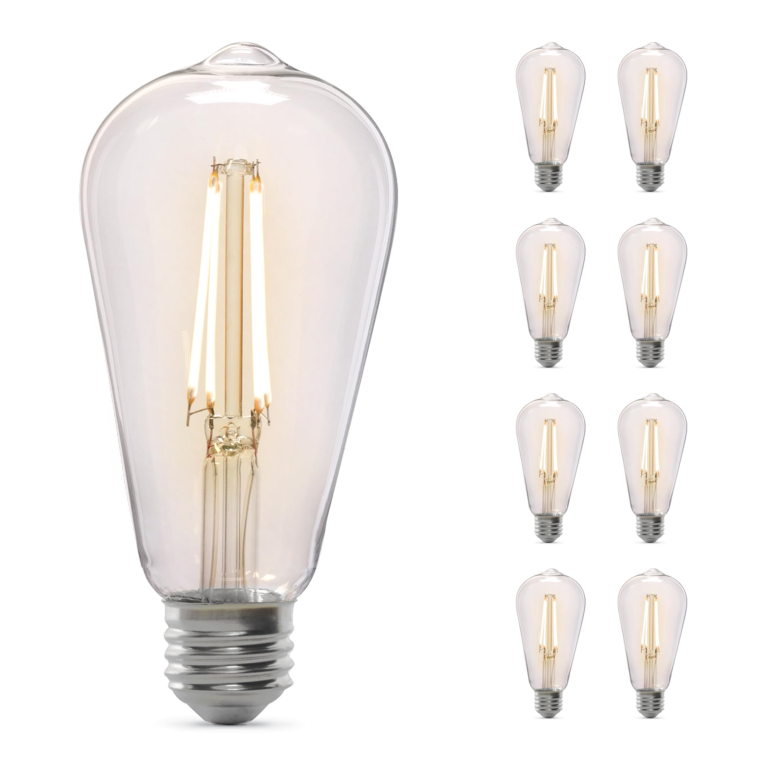 Feit Electric St19 Vintage Edison Led Light Bulb, 60W Equivalent, Dimmable, 2100K Warm Light, 400 Lumens, Straight Filament Clea