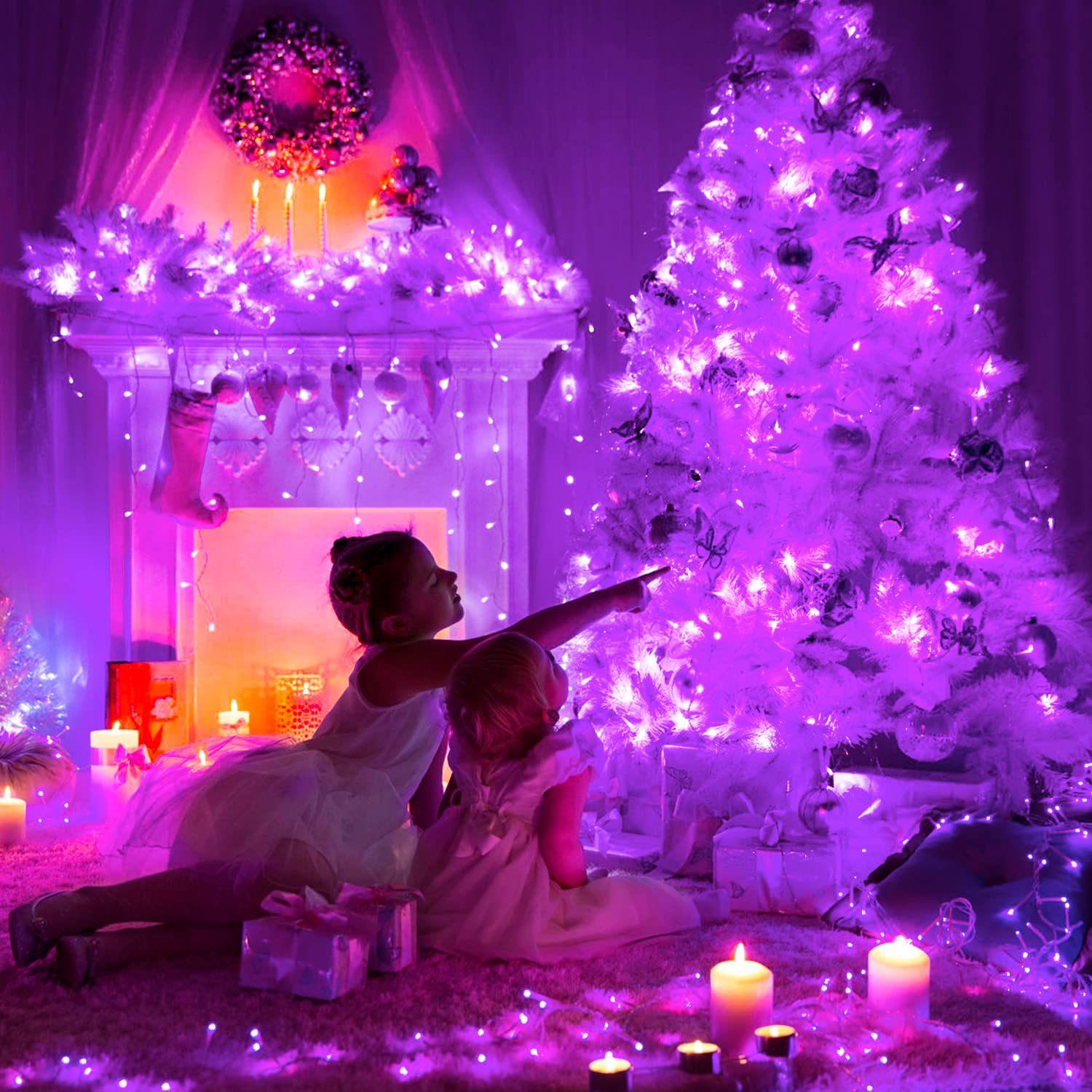 JMEXSUSS 600 LED Purple Christmas Lights, 168ft Indoor/Outdoor String Lights, 8 Modes, Copper Wire, Model EXS-S-0600