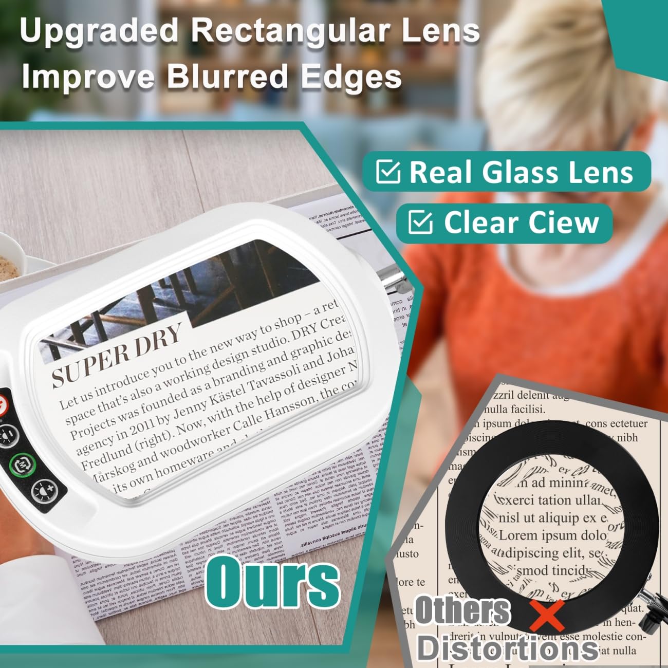 IVMAIE 10X Magnifying Glass with Light, Stepless Dimmable, Clamp Desk Lamp, Metal, White, Model JZ602
