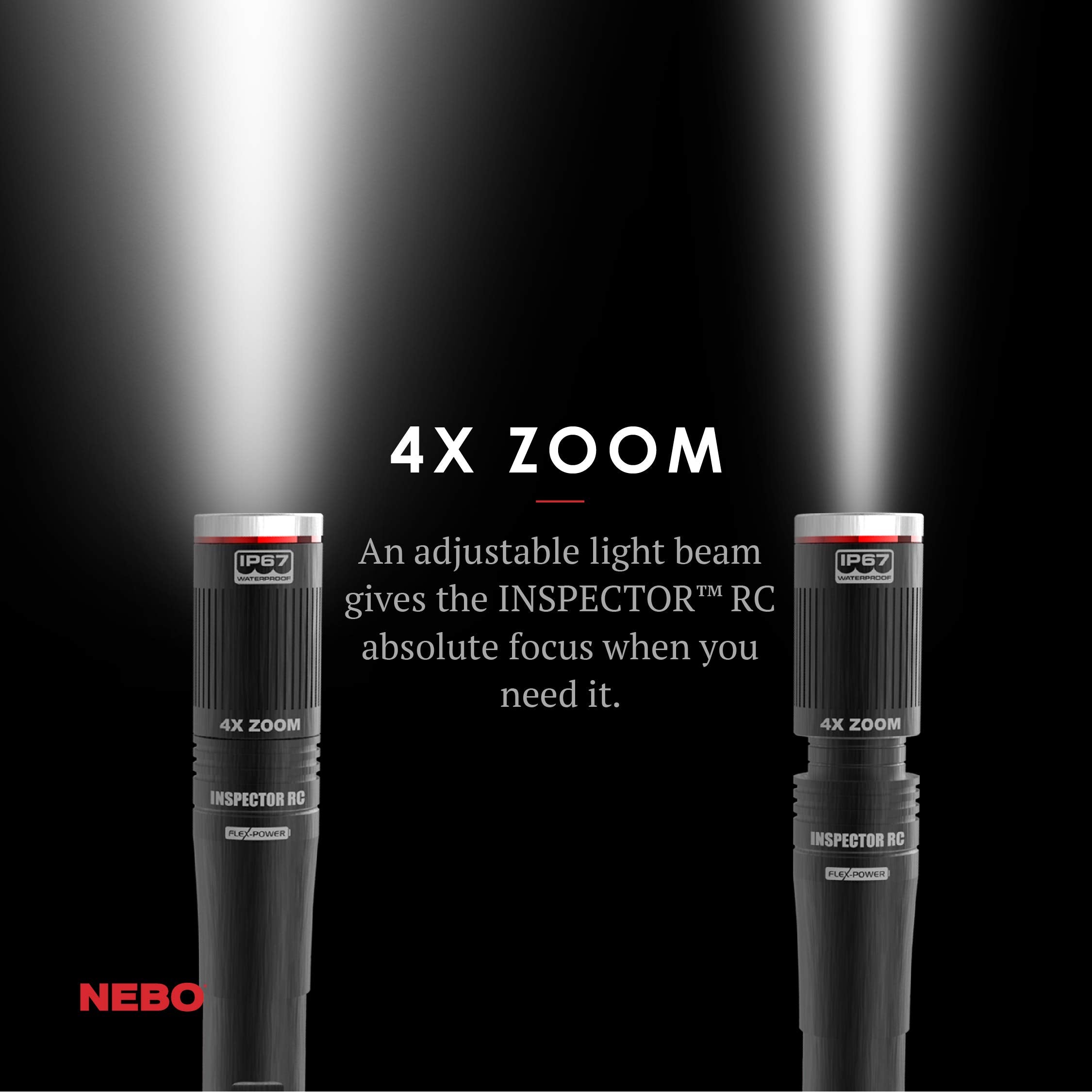 NEBO Rechargeable Pen Light Flashlight - 360 Lumens, Black, Aluminum, Model 6810, Includes Rechargeable Battery & AAA Battery Option, 1 Pack