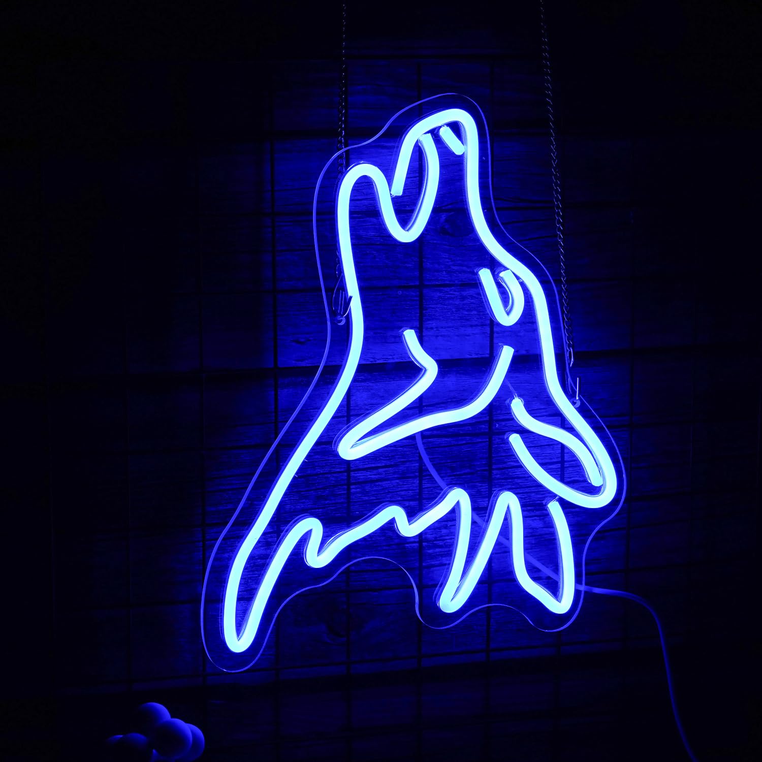 LISIGNVE Blue Wolf Neon Sign - Dimmable LED Wall Decor for Kids Room, USB Powered, Cute Birthday Party Gift