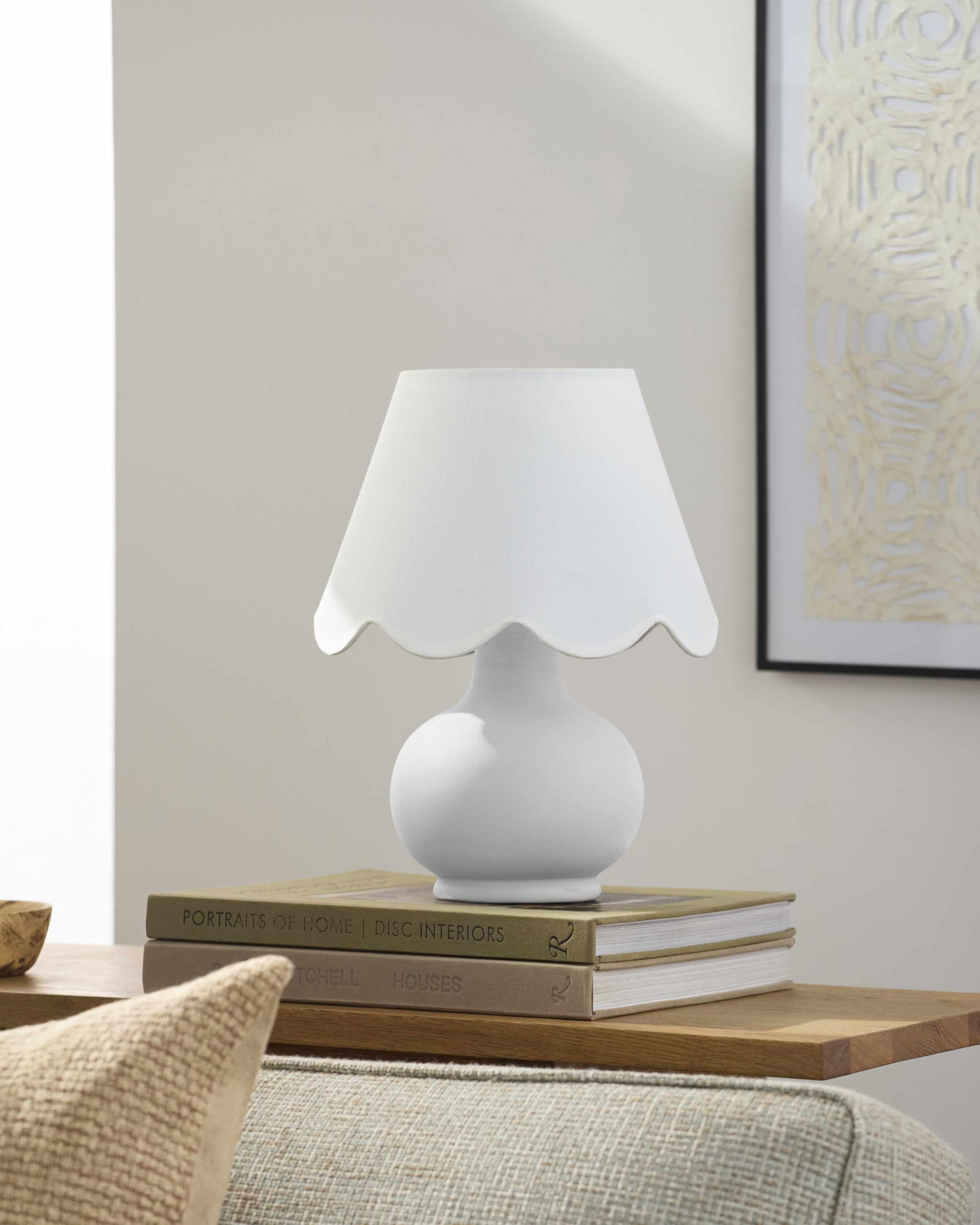 Hauteloom Theisseil Table Lamp - Ceramic, 13inH x 8inW x 8inD Taper - White, Translucent - Model TXCHMC3-064