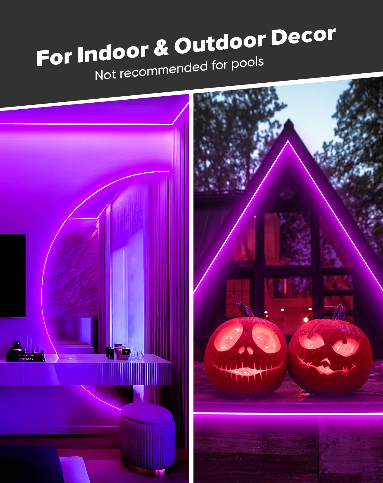 Shine Decor Cob Led Rope Light Ac 120V  800Lm Ultra Bright  Ip65 Waterproof Cold-Resistant Etl Neon Strip  No Driver Tape Lighting For Home Commercial 10X4.5Mm  Purple  50Ft
