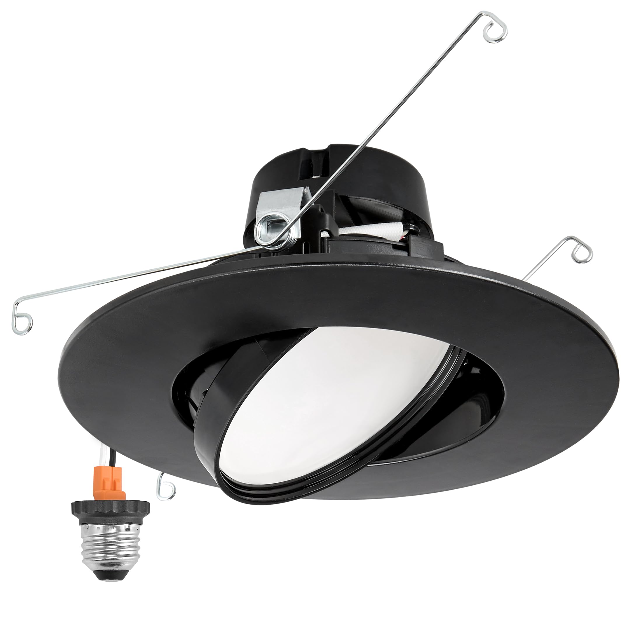 Maxxima 5 In. And 6 In. Rotatable Led Retrofit Downlight Gimbal, 1000 Lumens, 11 Watts, 5 Cct 2700K/3000K/3500K/4000K/5000K, Dimmable, Plastic Black Trim