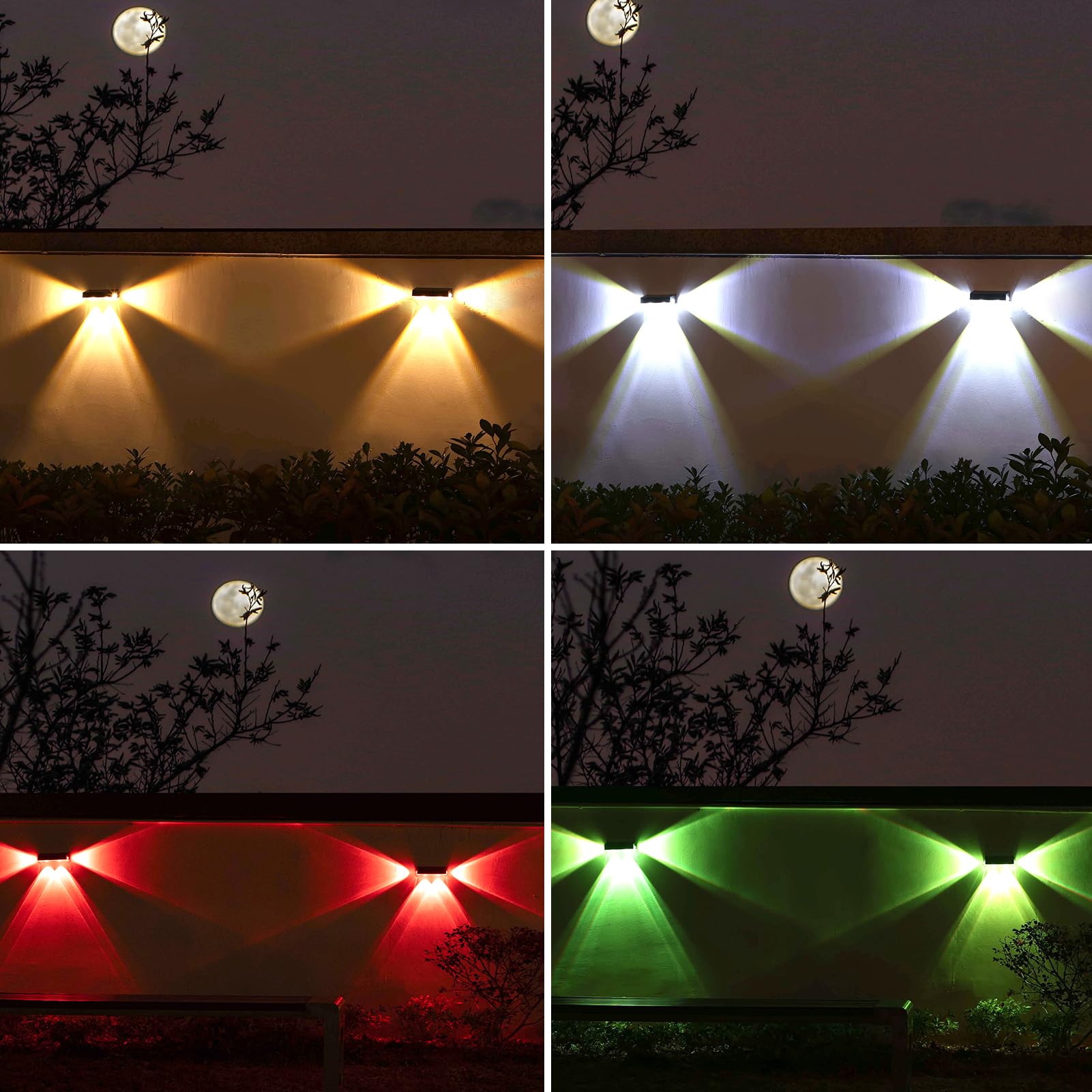 Nibuuecer Solar Fence Lights 9 Colors&11 Lighting Modes Fence Solar Light Outdoor Waterproof Ip65  3-Side Lighting Led Deck Lights For Outside Wall Backyard Step Patio Garden 4 Pack