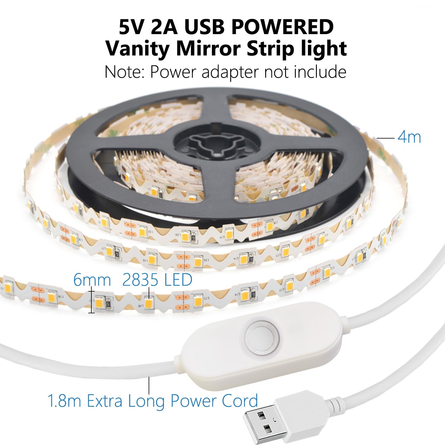 Snpde Led Vanity Mirror Lights For Makeup Dressing Table Vanity Set, 13Ft Zigzag Flexible Led Strip Light Kit (Mirror Not Include)