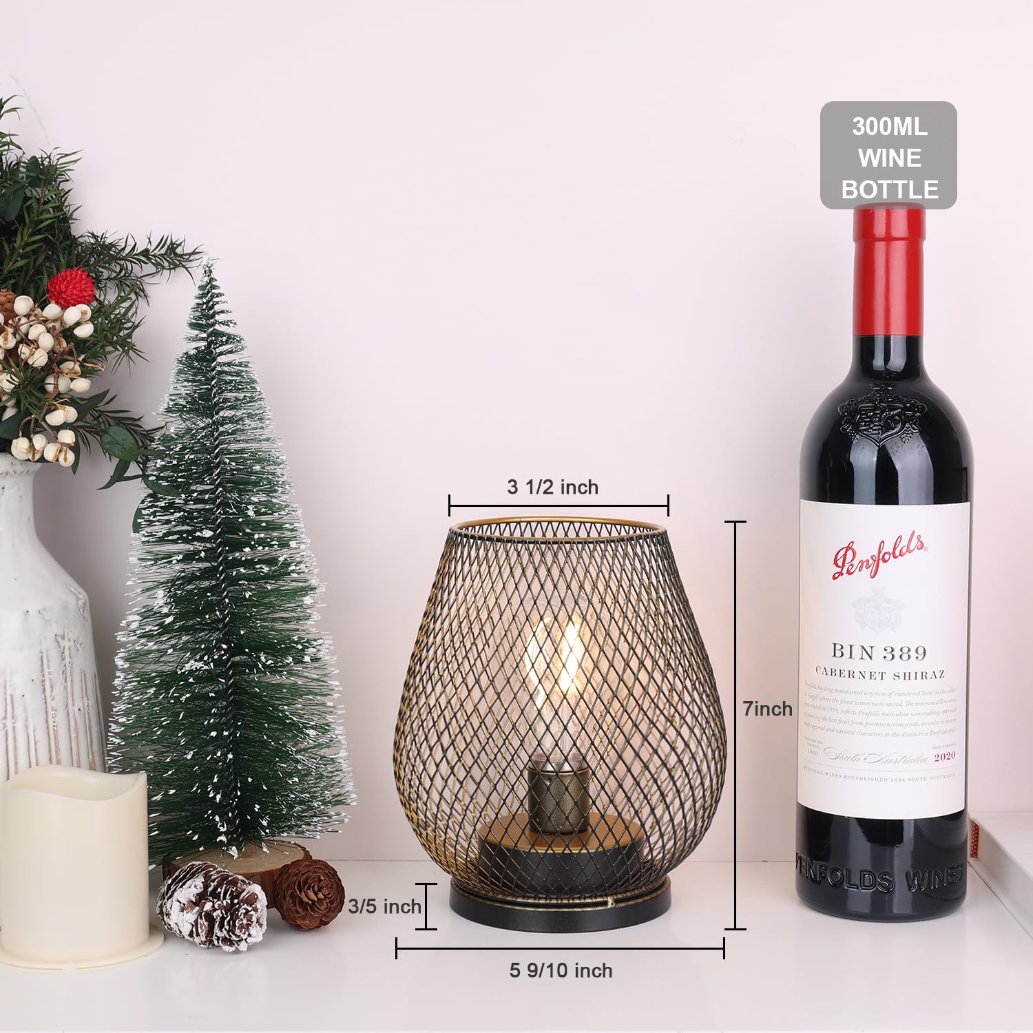 NEEDOMO Set of 6 Battery Operated Outdoor Lanterns, Vintage LED Metal Cage, Timer Mode, Bronze, Model NDCL-1147