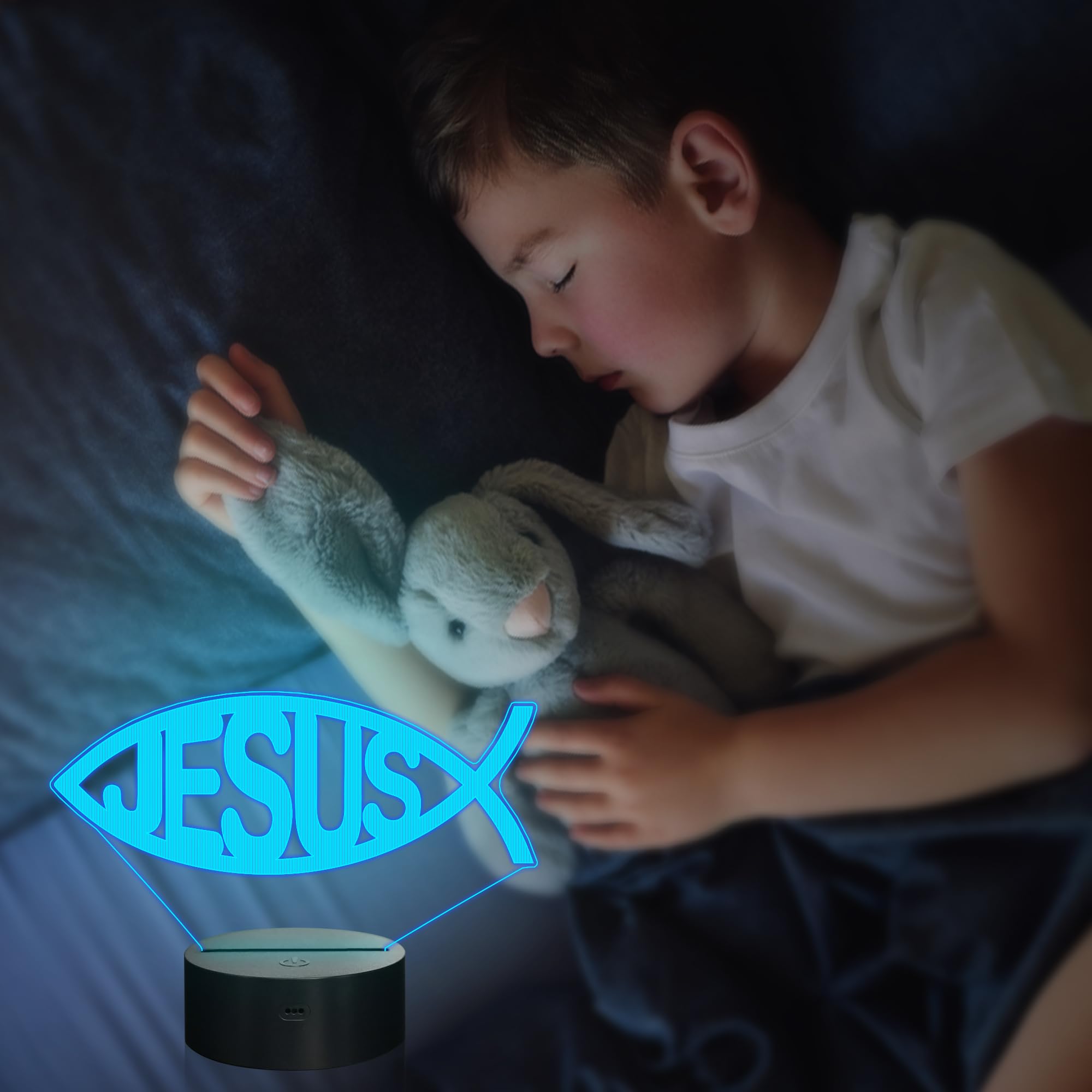 Attivolife Jesus 3D Night Light LED Lamp with Remote Control, 16 Color Changing, Model FS-2810-9999
