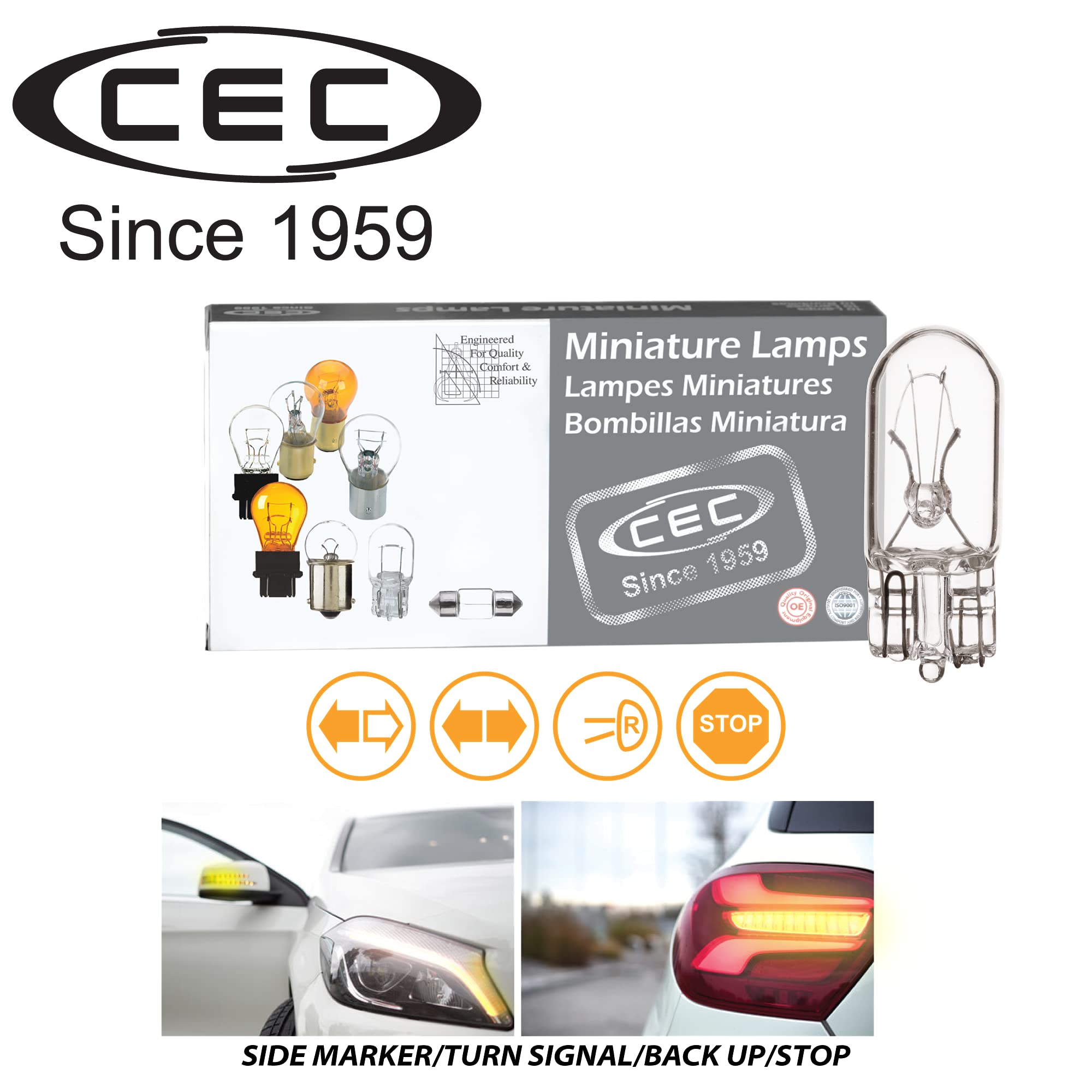 CEC Industries 193 Light Bulb, T3.25 Shape, 14V, 4.62W, 10-Pack, Glass
