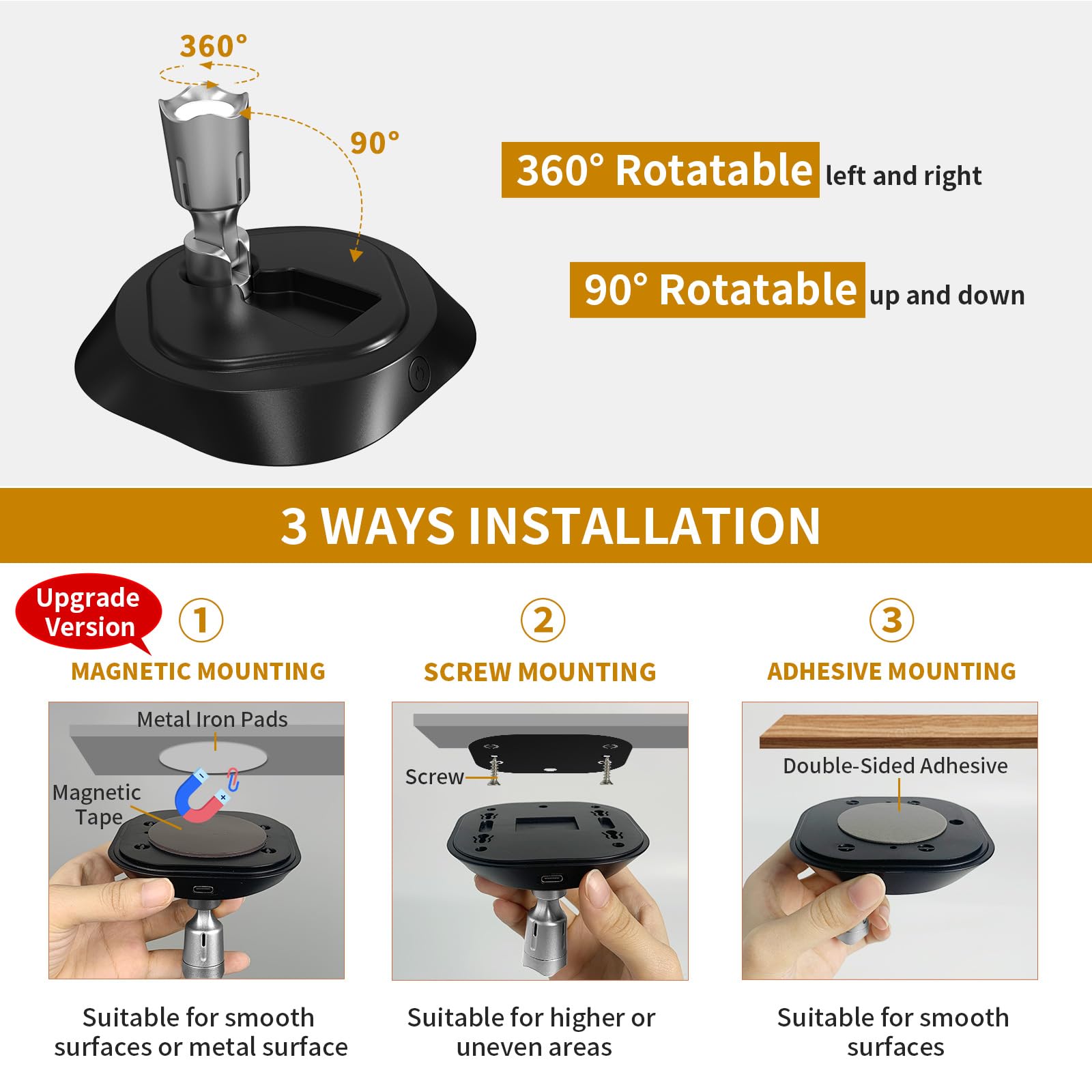 Leastyle Led Wireless Spotlights With Remote Rechargeable Up Lights Indoor With 3000K/4000K/6000K Battery Operated Lights With T