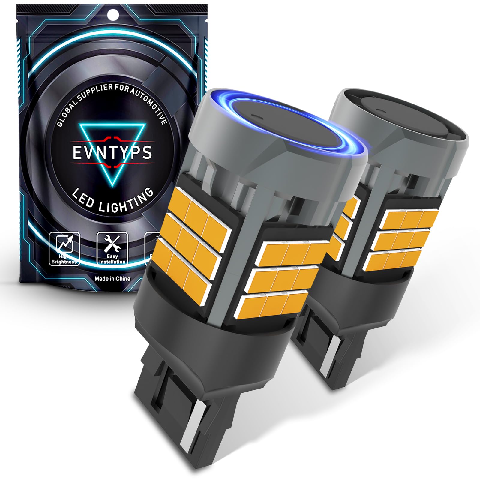 evntyps 7440 LED Bulb Amber Yellow, 2200K 4000LM, CANBUS Error Free, 7440/7443 Size, 2pcs