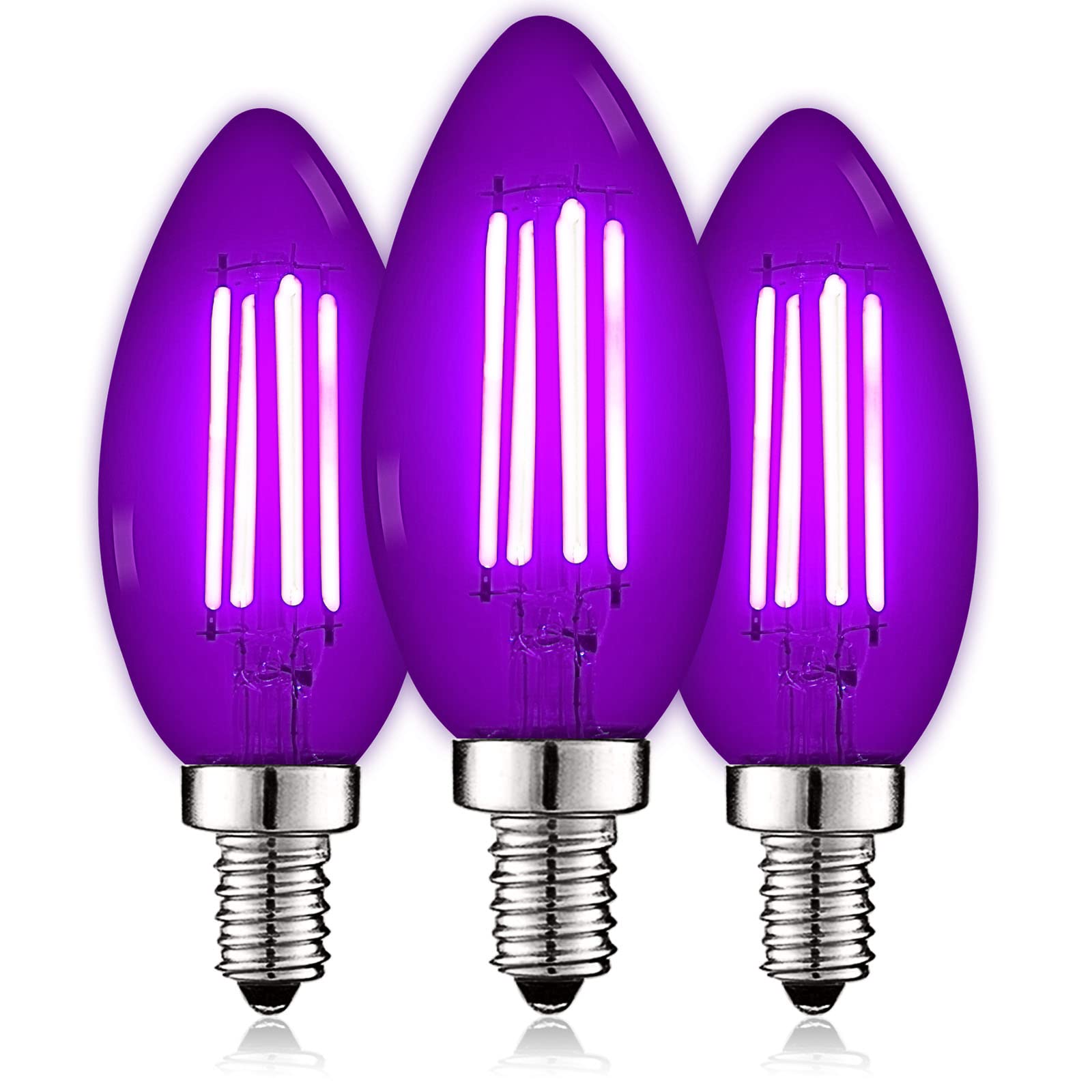 Luxrite E12 Led Filament Purple Light Bulbs, 4.5W (40W Equivalent), Colored Glass Candelabra Bulb, Ul Listed, E12 Base, Indoor O