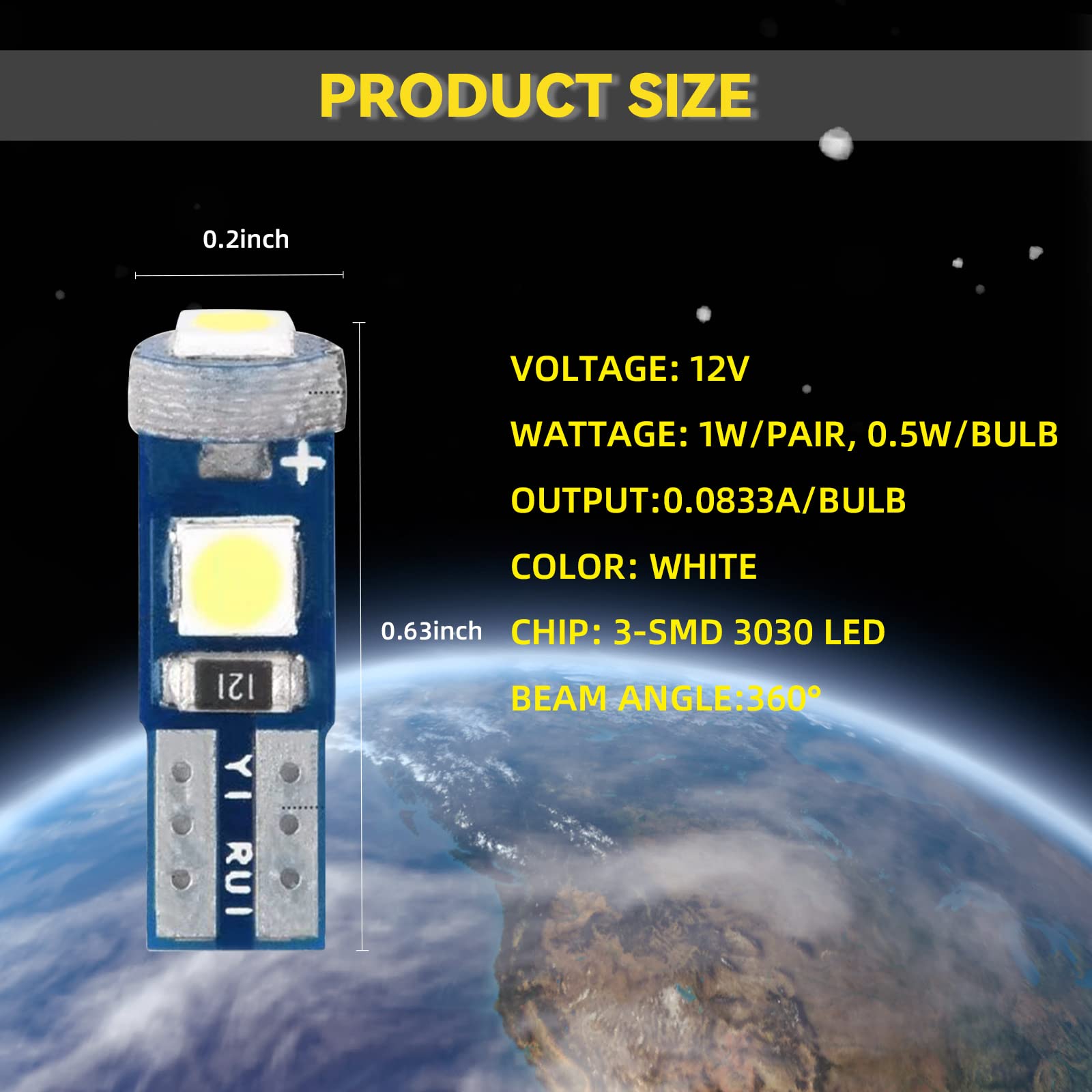 Ntnev Led Bulb Dash Lights Super Bright, T5 37 74 Led Bulb With Twist Lock Socket Pc74 Pc37 Dashboard Instrument Panel Gauge Cluster Light, Map Vanity Mirror Glove Box Indicator Light (White)