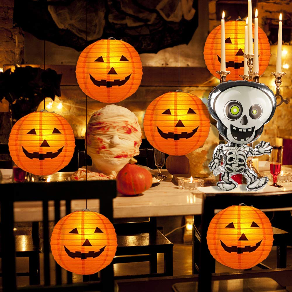 Jangostor 20 Pcs Halloween Pumpkin Paper Lantern Jack O Lantern Pumpkin Hanging Paper Lantern For Halloween Party Parties Garden Decoration, 8 Inches (Orange)