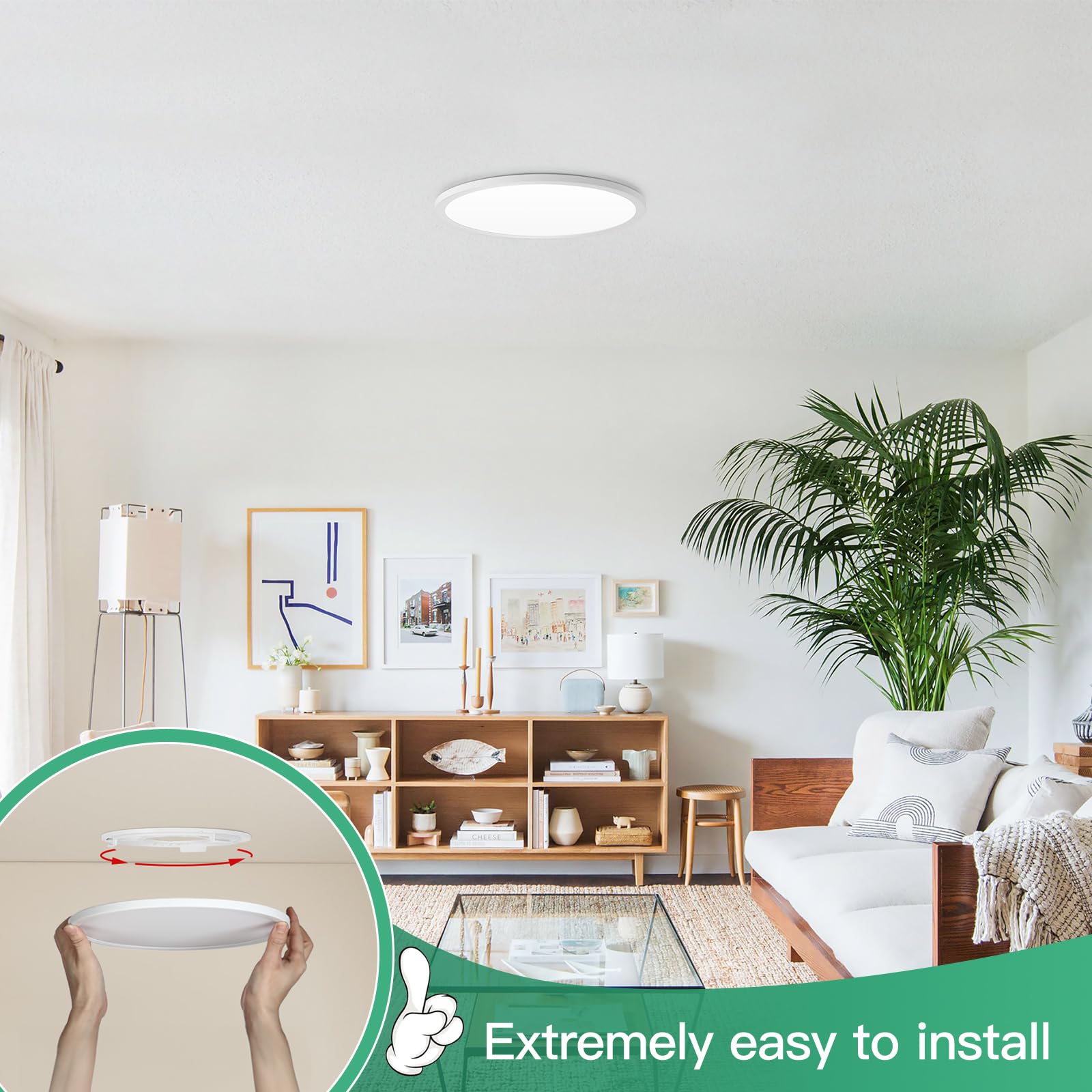 Brightever 7 Inch Flush Mount Ceiling Light, 12W 1200Lm Led Ceiling Light Fixtures, 2700K/3000K/4000K/5000K/6500K Color Selectab