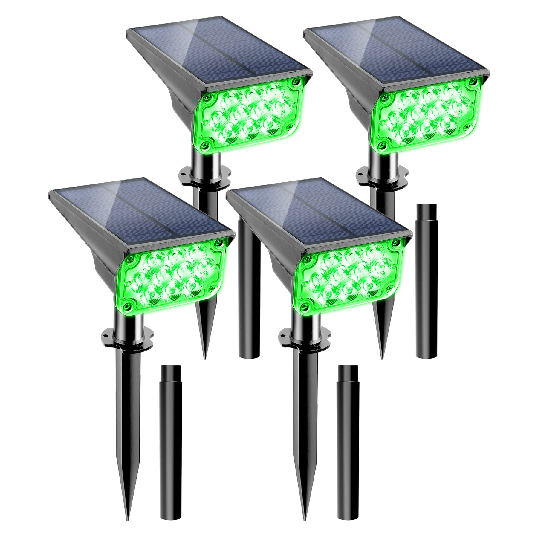 Crepow Christmas Green Solar Spot Lights, 20 Led Waterproof Landscape Lights, 4 Pack