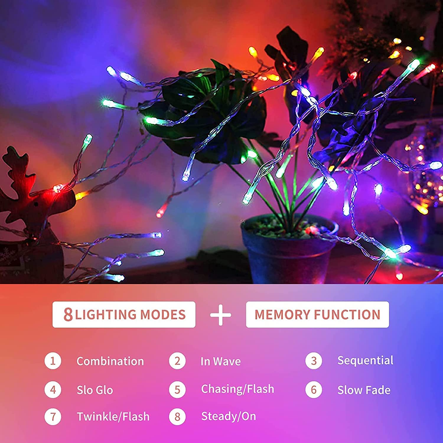 FULLBELL 33FT 100 LED Easter Fairy Lights - Multicolor Indoor/Outdoor Spring Decor, Model 181013SL-Multi-CA