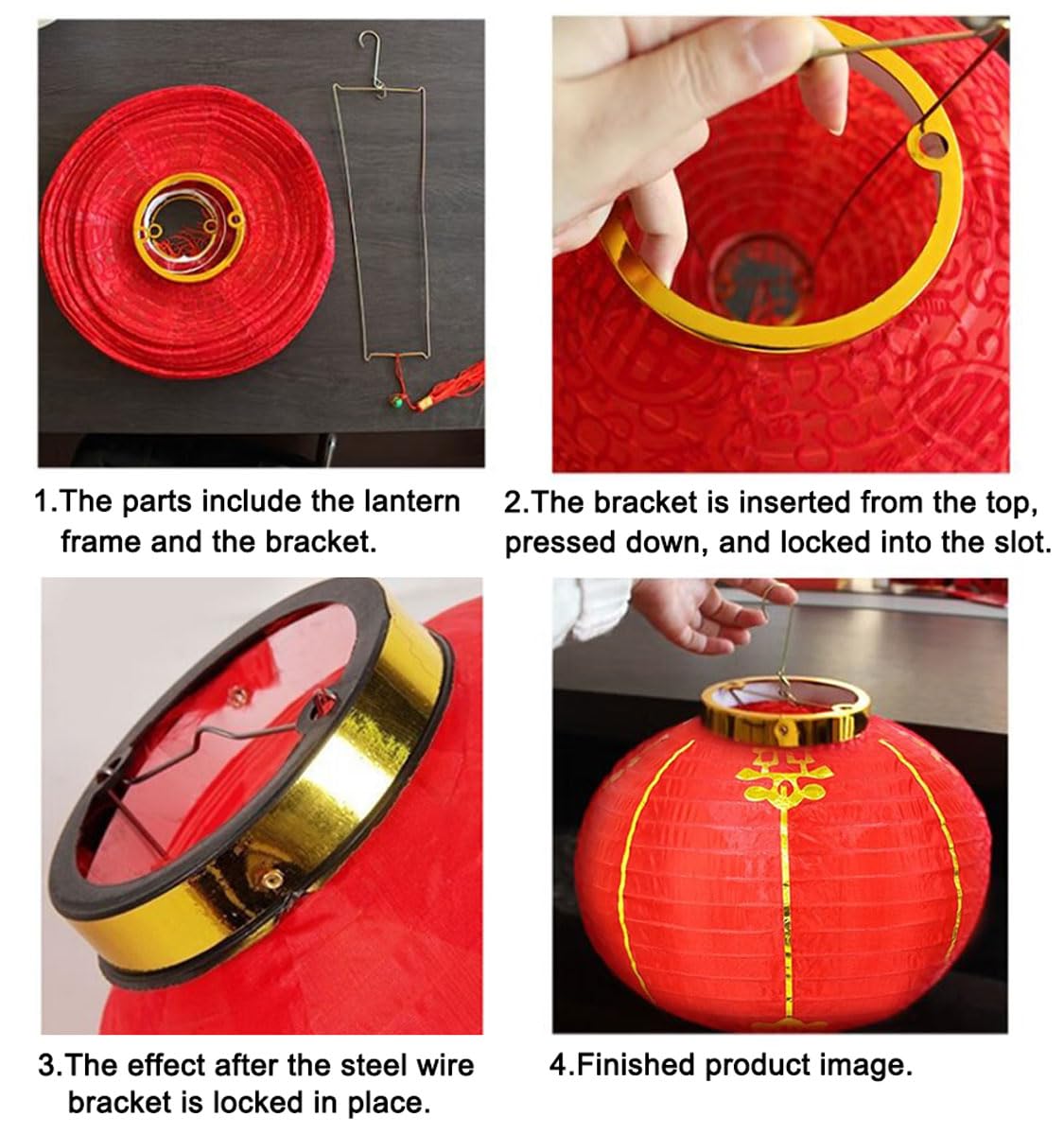 Ams 12-Inch Chinese Red Paper Lanterns Set Of 2 Hanging Decorations For Chinese Spring Festival Celebration (Red, 12'')
