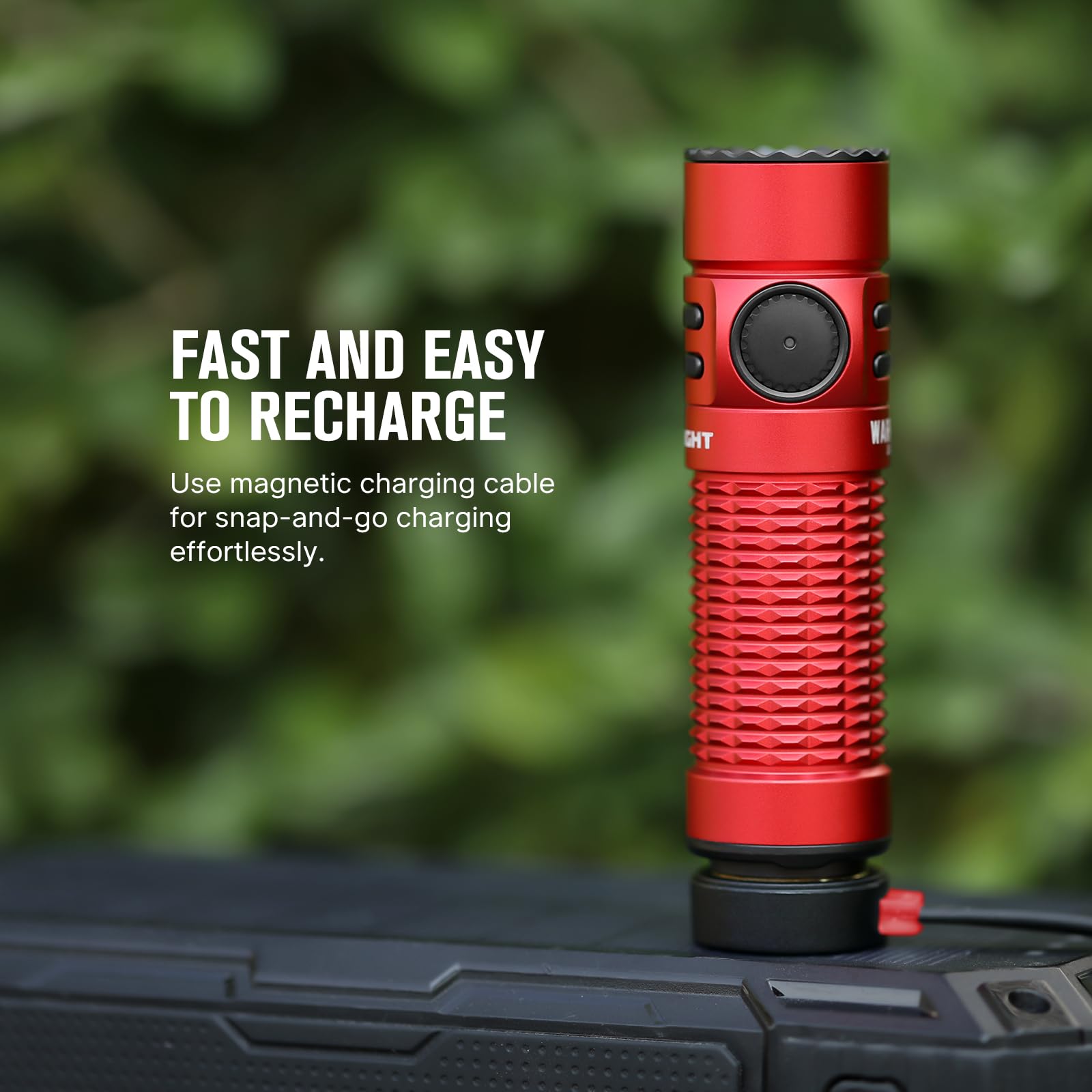 OLIGHT Warrior Nano Tactical Flashlight, 1200 Lumens, Rechargeable, Dual Switch, Red