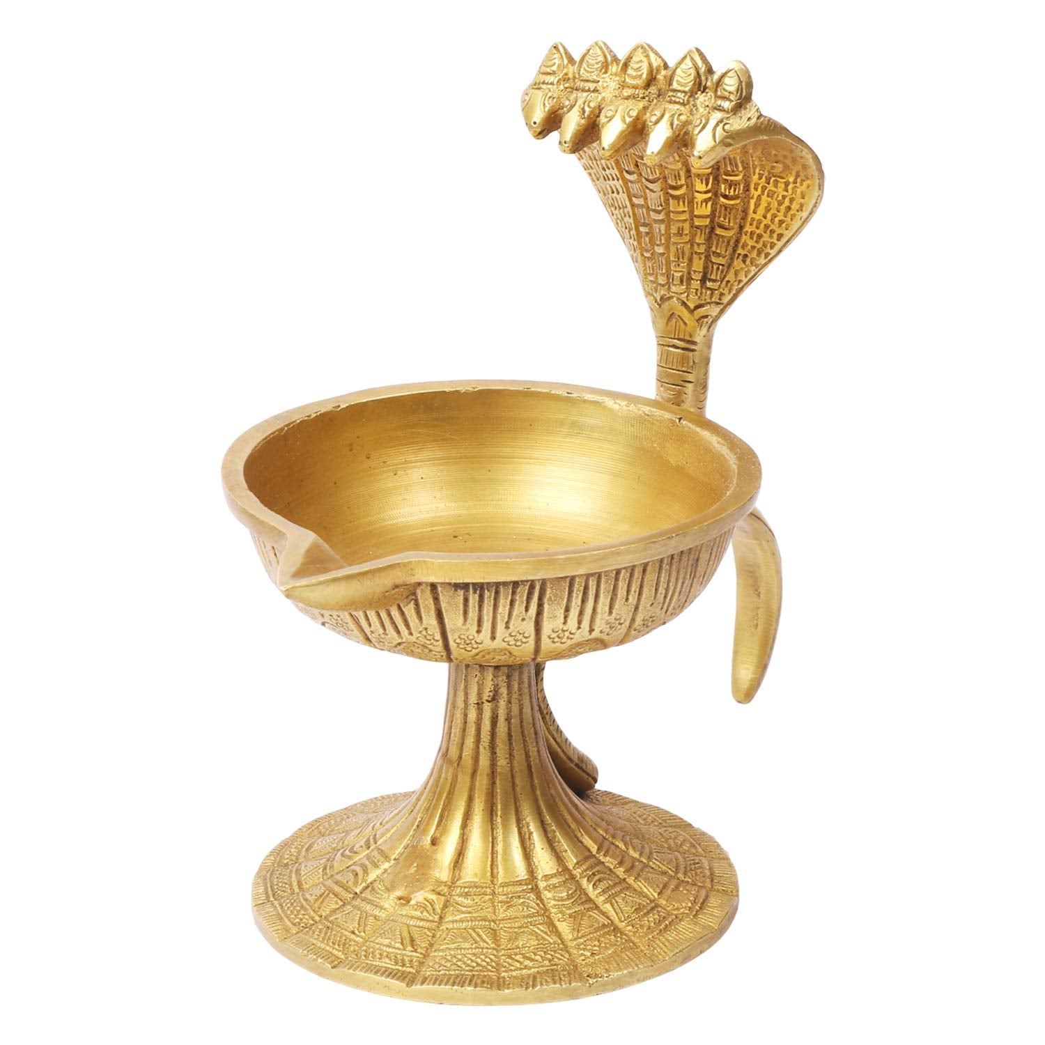 Kartique Brass Sheshnaag Pooja Dhoop Diya Stand Incense Burner and Jyoti Deepak Oil Lamp Diwali Gift Tealight Loban Holder Aarti