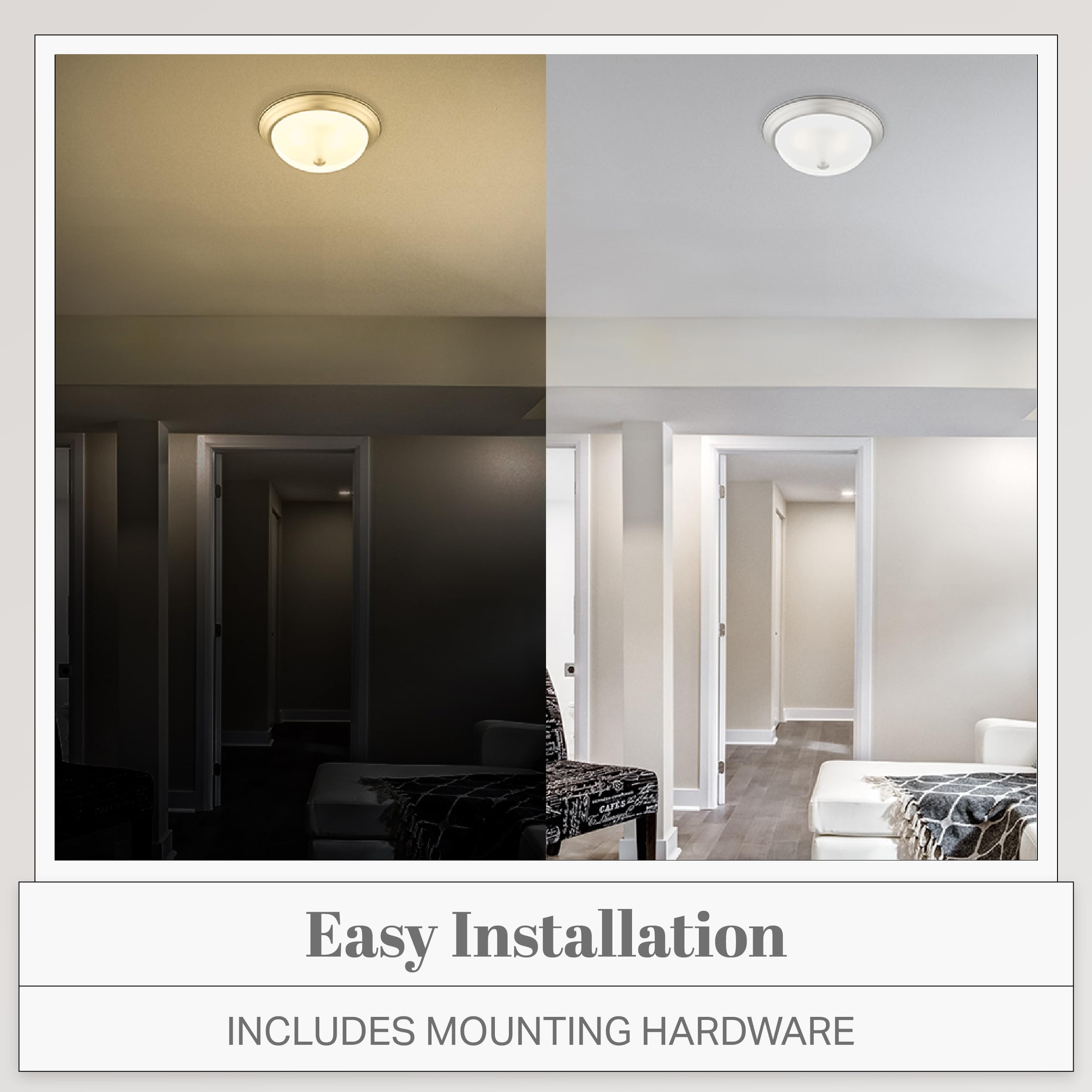 Designers Fountain 3-Light Flush Mount Ceiling Light, 15 Inch Lighting Fixture For Kitchen, Bedroom, Bathroom, And Hallway, Pewter With Etched Glass, 1257L-Pw-W