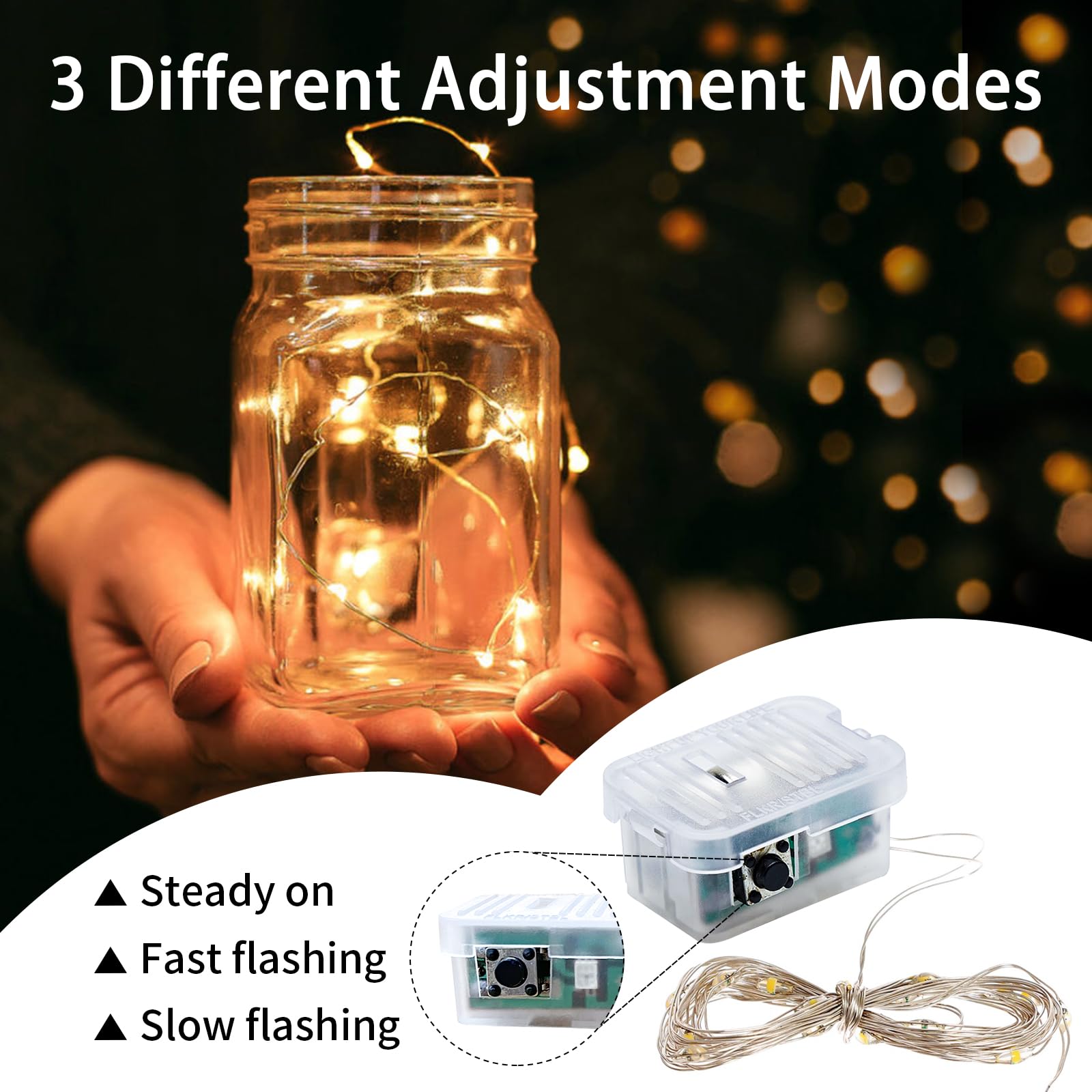 chzk 24 Pack Fairy Lights String Lights 7Ft 20 LED Battery Operated Waterproof Yellow Copper A01-Mini