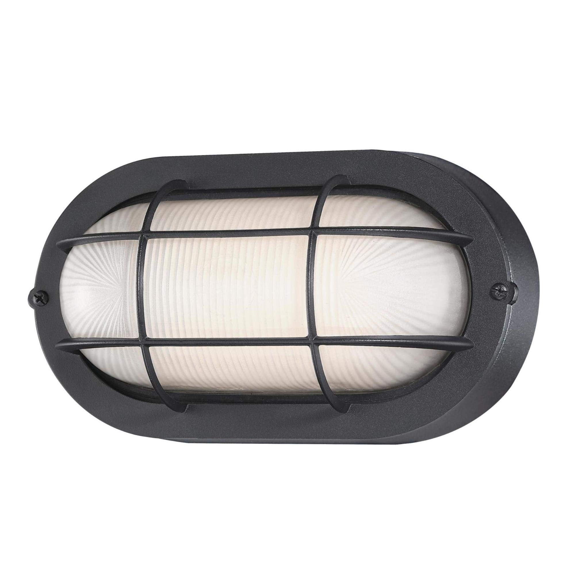 Westinghouse 6113700 Traditional One-Light Dimmable Led Outdoor Wall Light, Textured Black Finish, White Glass