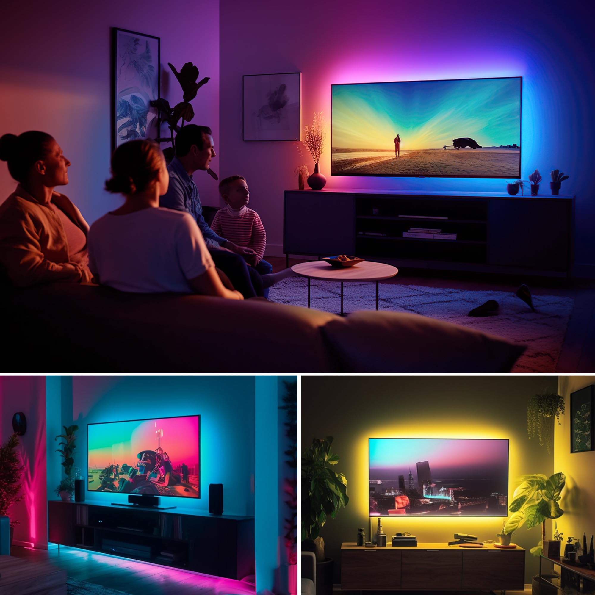 maylit ICRGB TV LED Backlight, 22.3ft USB Powered, Bluetooth Control, Music Sync for 85-100in TVs