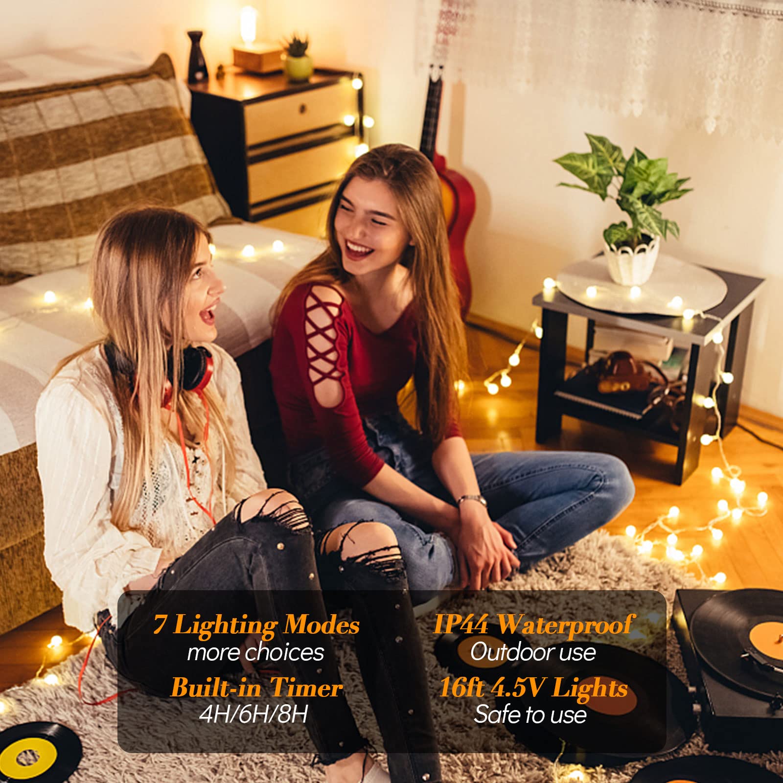 ALOVECO Outdoor String Lights, 16ft, 50 LED, Battery Operated, Color Changing, Waterproof, RGB, Model GP-SW290DC0209-IP44(US) A