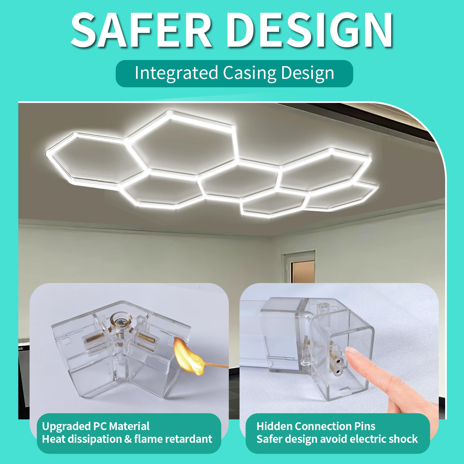 Faishilan Hexagon Lights: High Brightness 240W, 26,960 Lm, 6500K Hexagon Garage Lights, Hexagon Led Lights 7 Grid For Garage, Sh