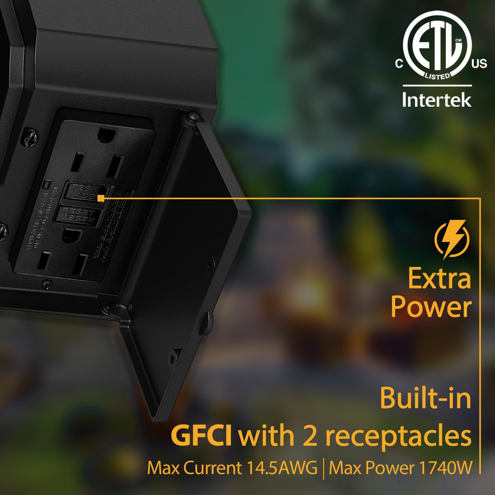 OYKYOHEI Porch Lights with GFCI Outlet, Dusk to Dawn, Waterproof Aluminum, Black, Model 0454GF, 1pcs