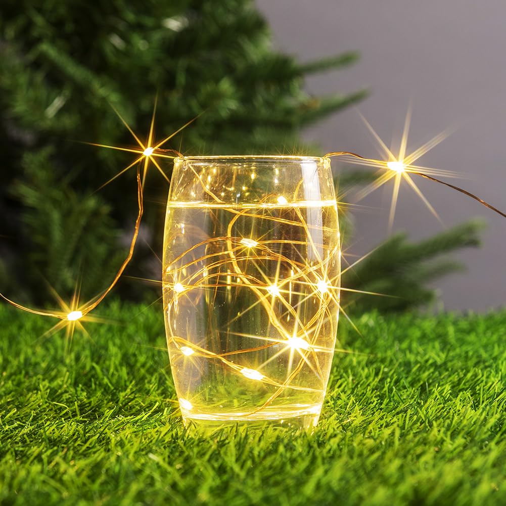 PCORES 100FT Plug in Fairy Lights with Remote Warm White 300 LED Copper Wire LED String Lights for Bedroom Living Room Patio Por