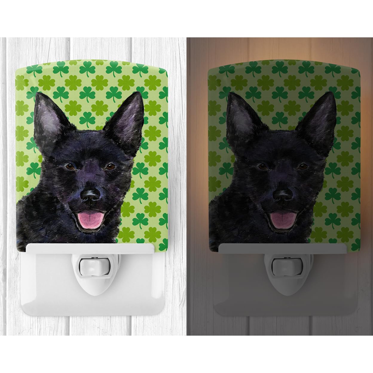 Carolines Treasures Ceramic Night Light - Australian Kelpie St. Patricks Day Design, 6x4x3in, Multicolor, Model SS4429CNL