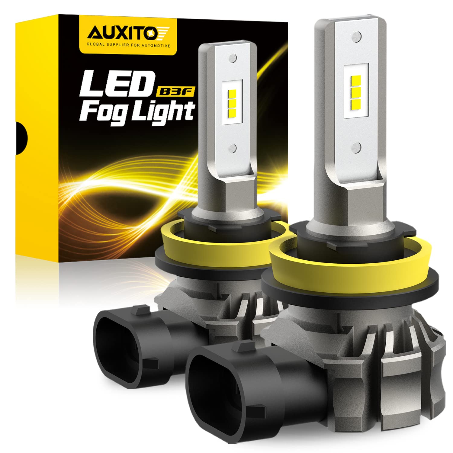 AUXITO H11/H8/H16 LED Fog Light Bulbs, 6000 Lumens, Cool White, Aluminum, Pack of 2