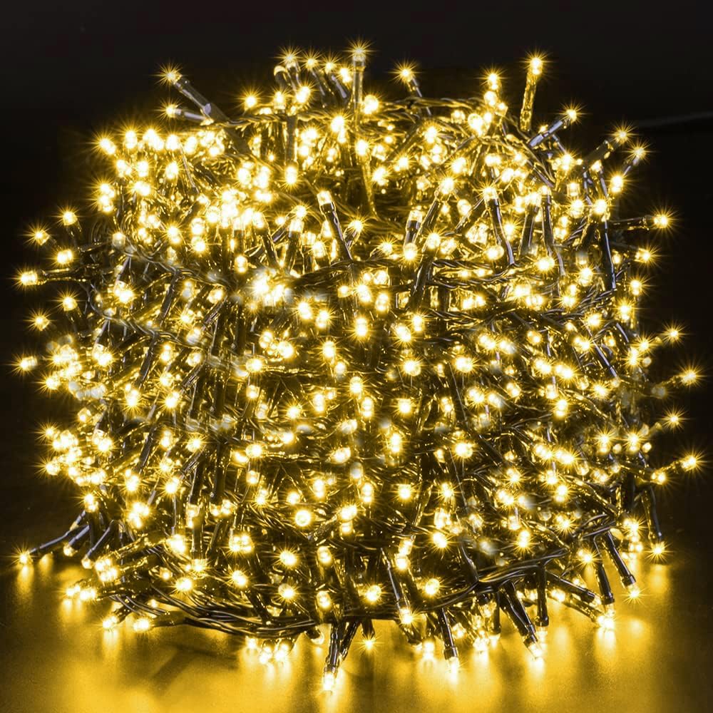 Novtech 164Ft Christmas Led Outdoor String Lights - 2000 Leds Warm White Waterproof Fairy Lights