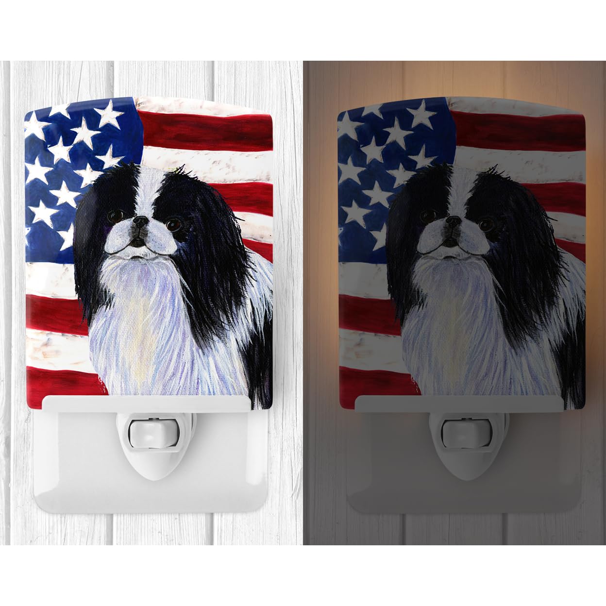 Carolines Treasures Ceramic Night Light, USA American Flag, 6x4x3in, Model SS4223CNL, Multicolor, Ideal for Bedroom, Bathroom, Nursery