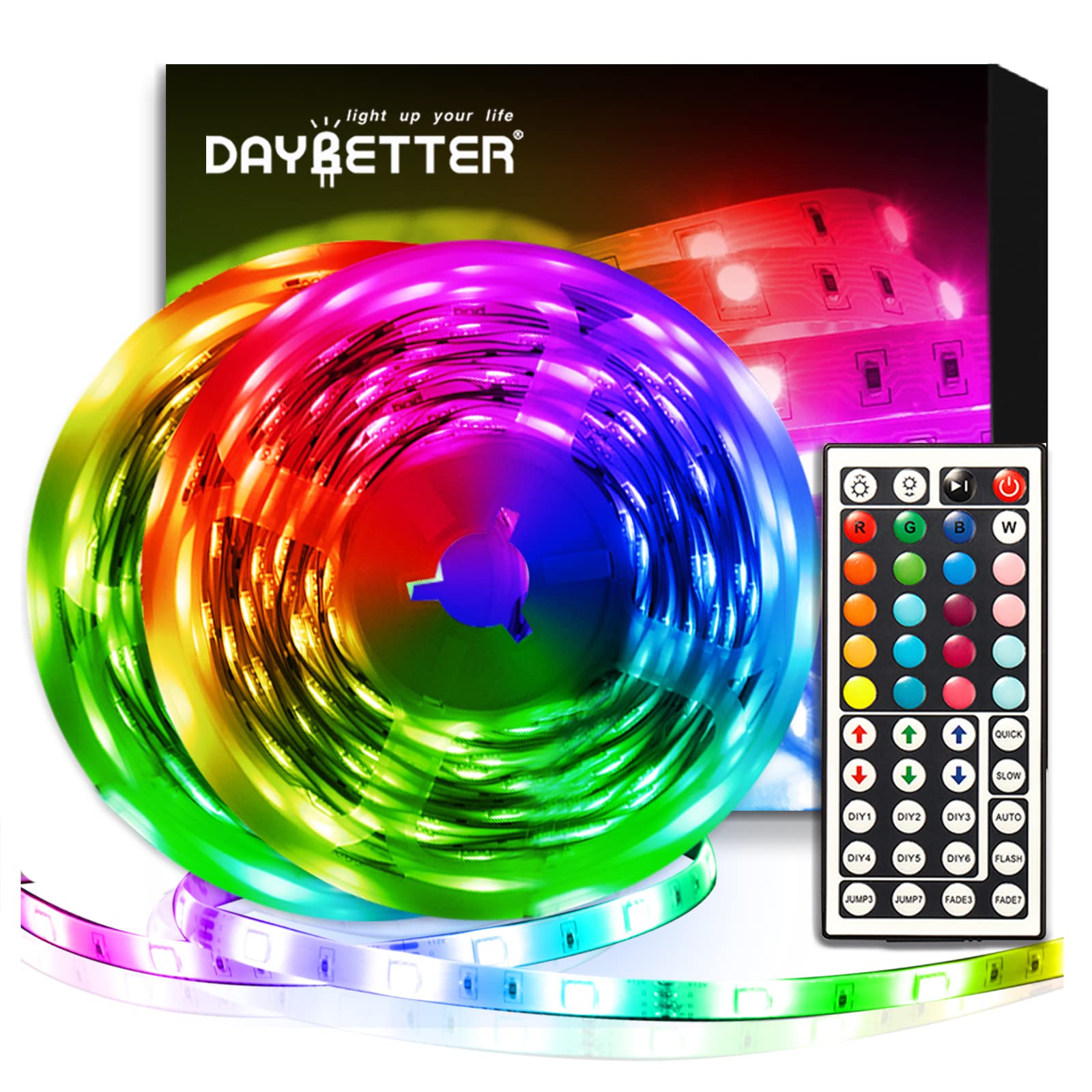 DAYBETTER LED Strip Lights Kit, 32.8ft, Multicolor, Remote & Power Supply, Model FLSL-DR503202R-RGB-US