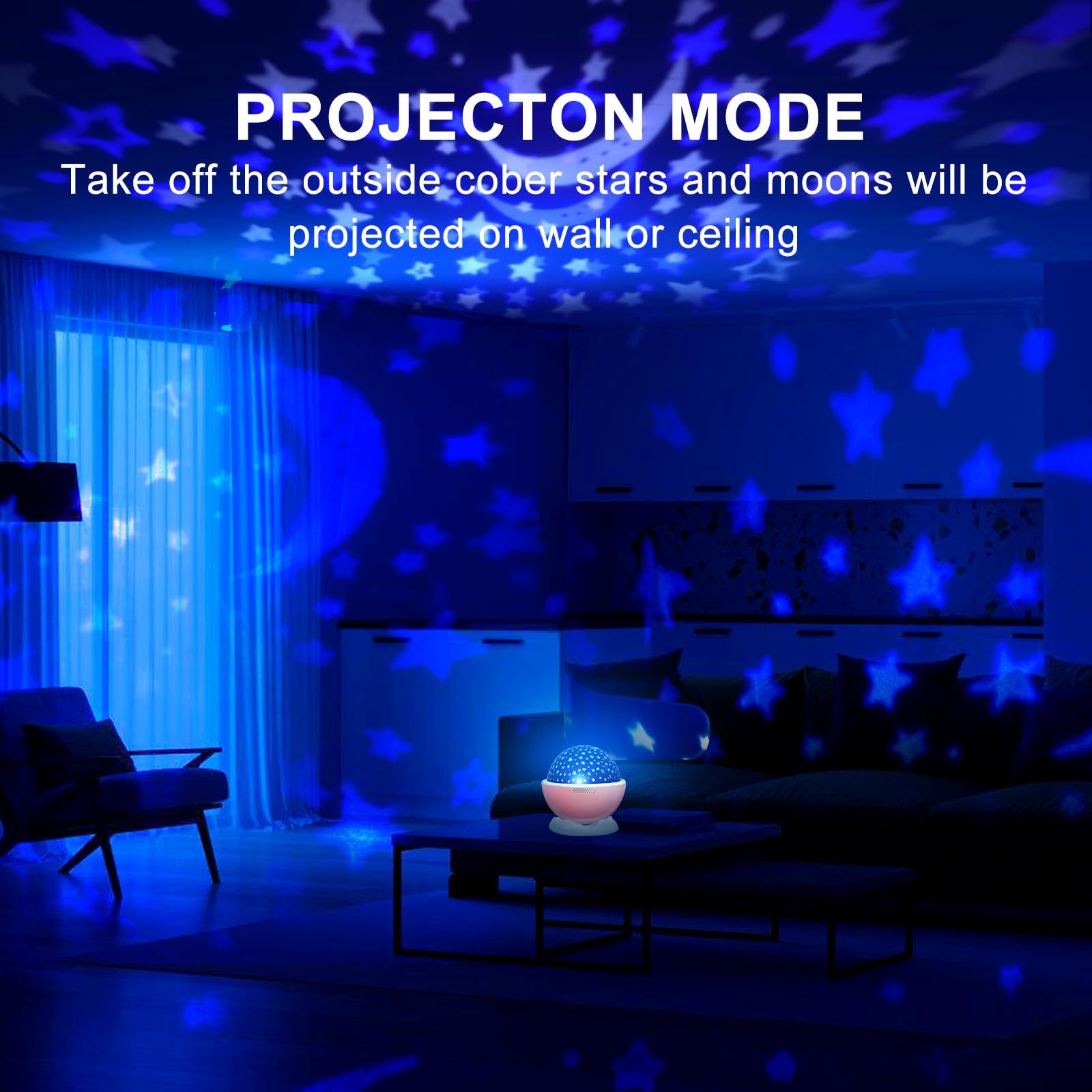 Kids Star Night Light, Night Light Projector,Nebula Star Projector 360 Degree Rotation - 6 Led Bulbs 18 Light Color Changing Wit