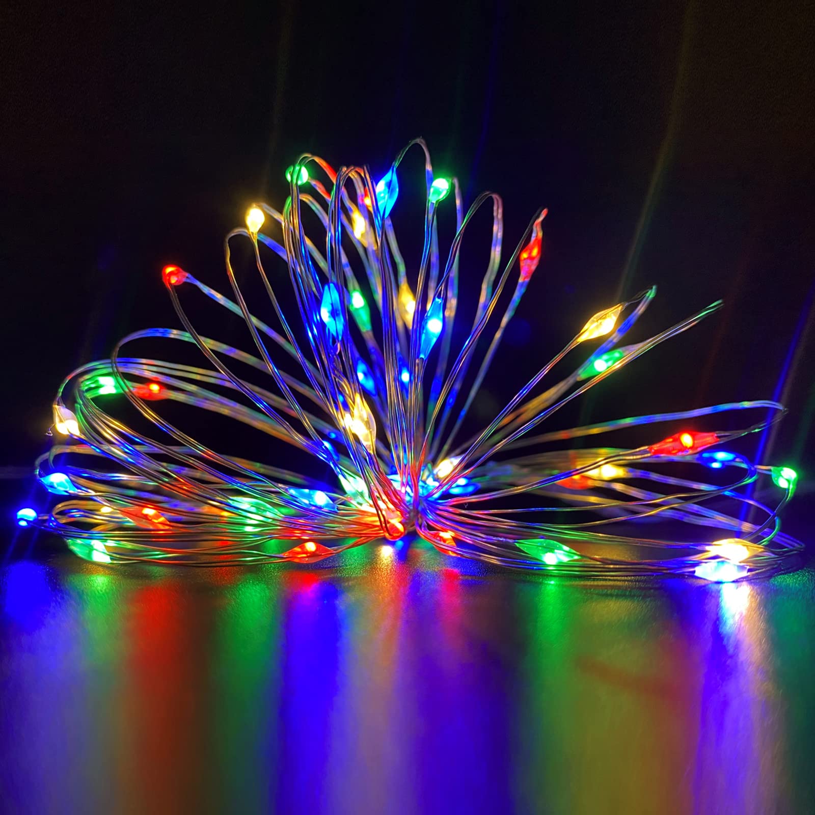 Yalilong With Timer Function Battery Operated Dewdrop Led Lights,Mini Fairy Lights For Home Parties Christmas/Halloween Holiday Decoration,6 Hours On/18 Hours Off,30 Leds,10 Feet (Multi Color, 2)