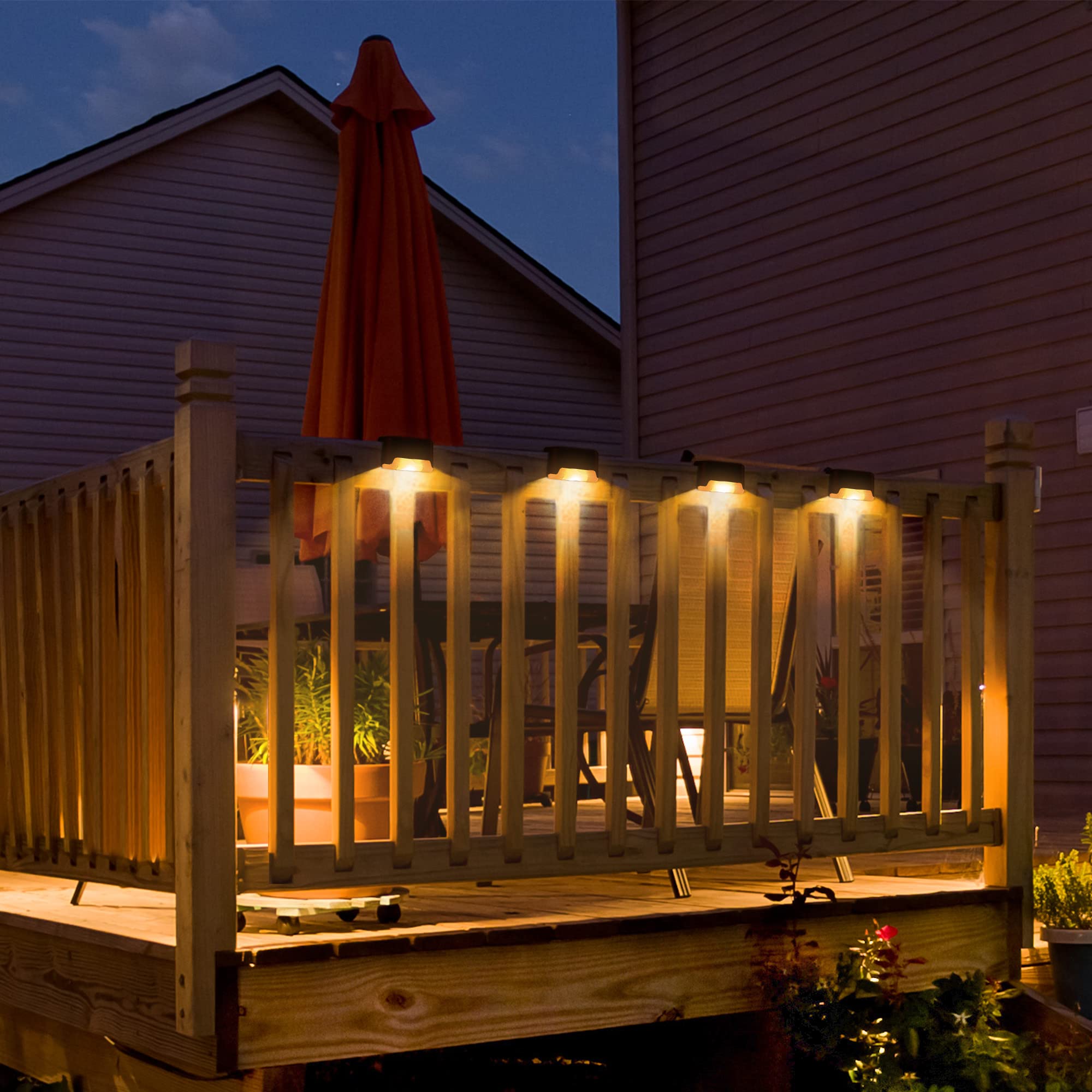 SOLPEX Solar Deck Lights 12 Pack, Waterproof LED Brown Lights for Outdoor Stairs, Yard, Patio, Model 8614